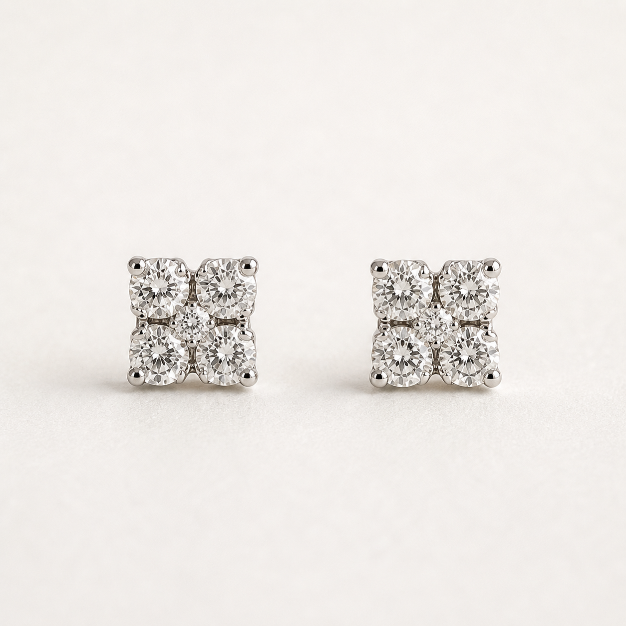 Diamond Clover Studs White Diamond