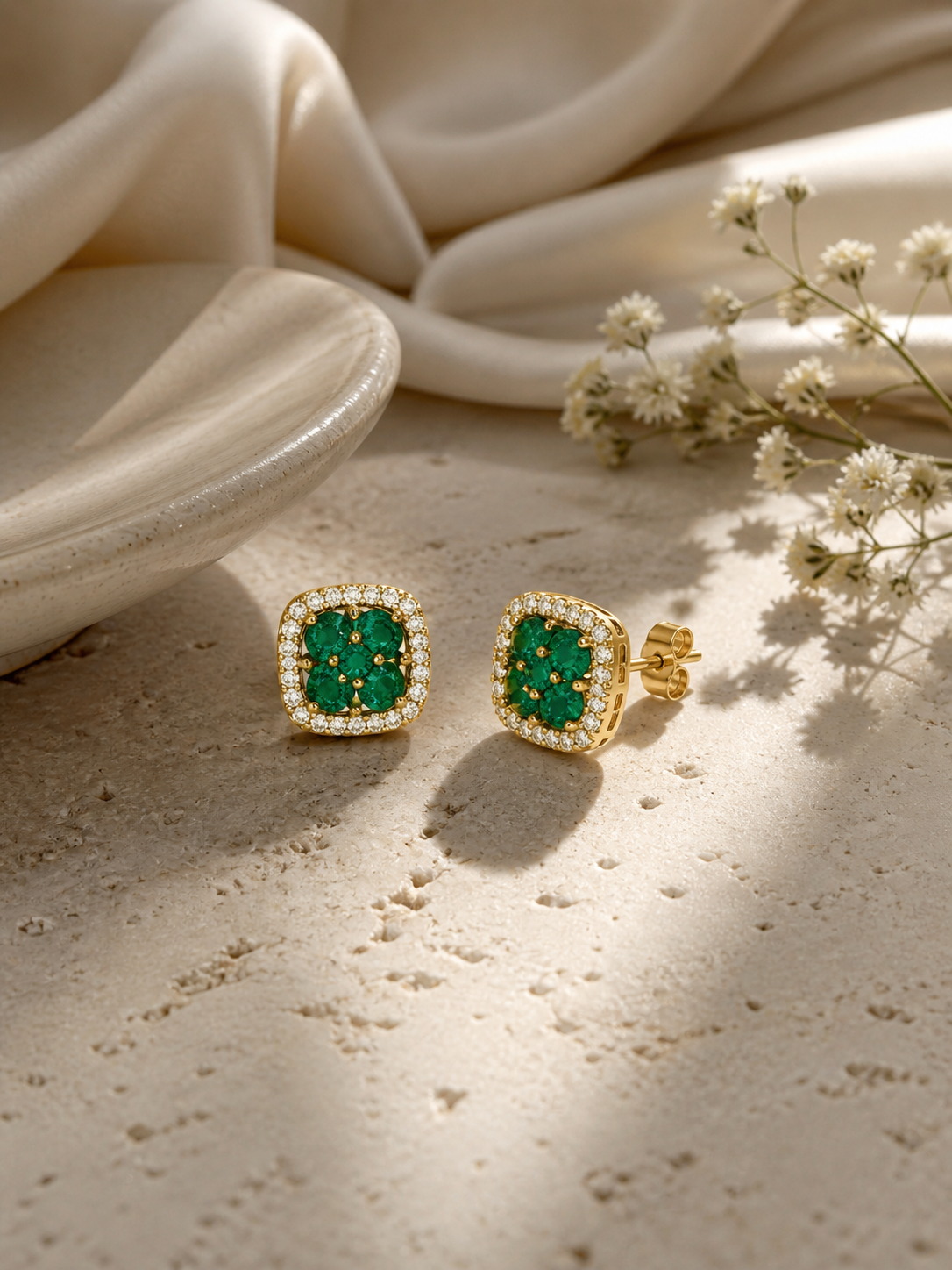 Emerald Mosaic Stud Earrings Signature