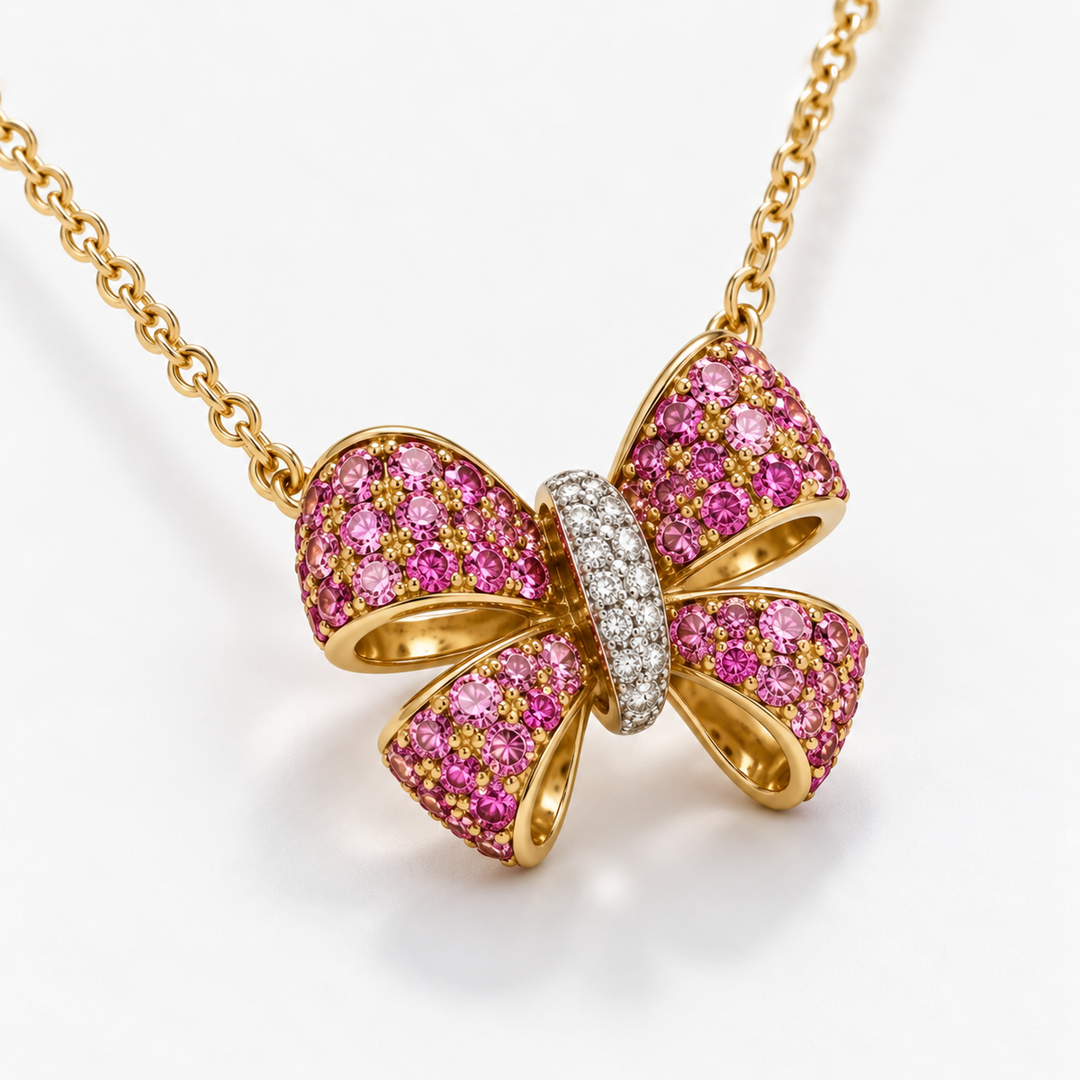 Pink Ribbon Sapphire & Diamond Necklace