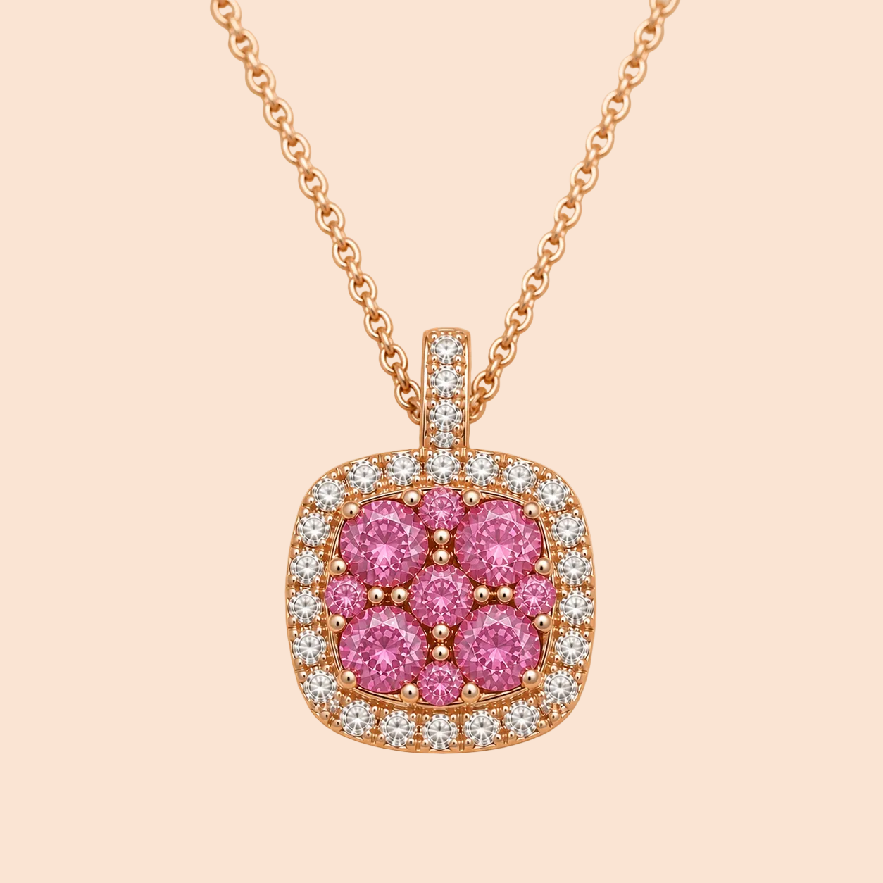 Pink Sapphire Mosaic Pendant Signature