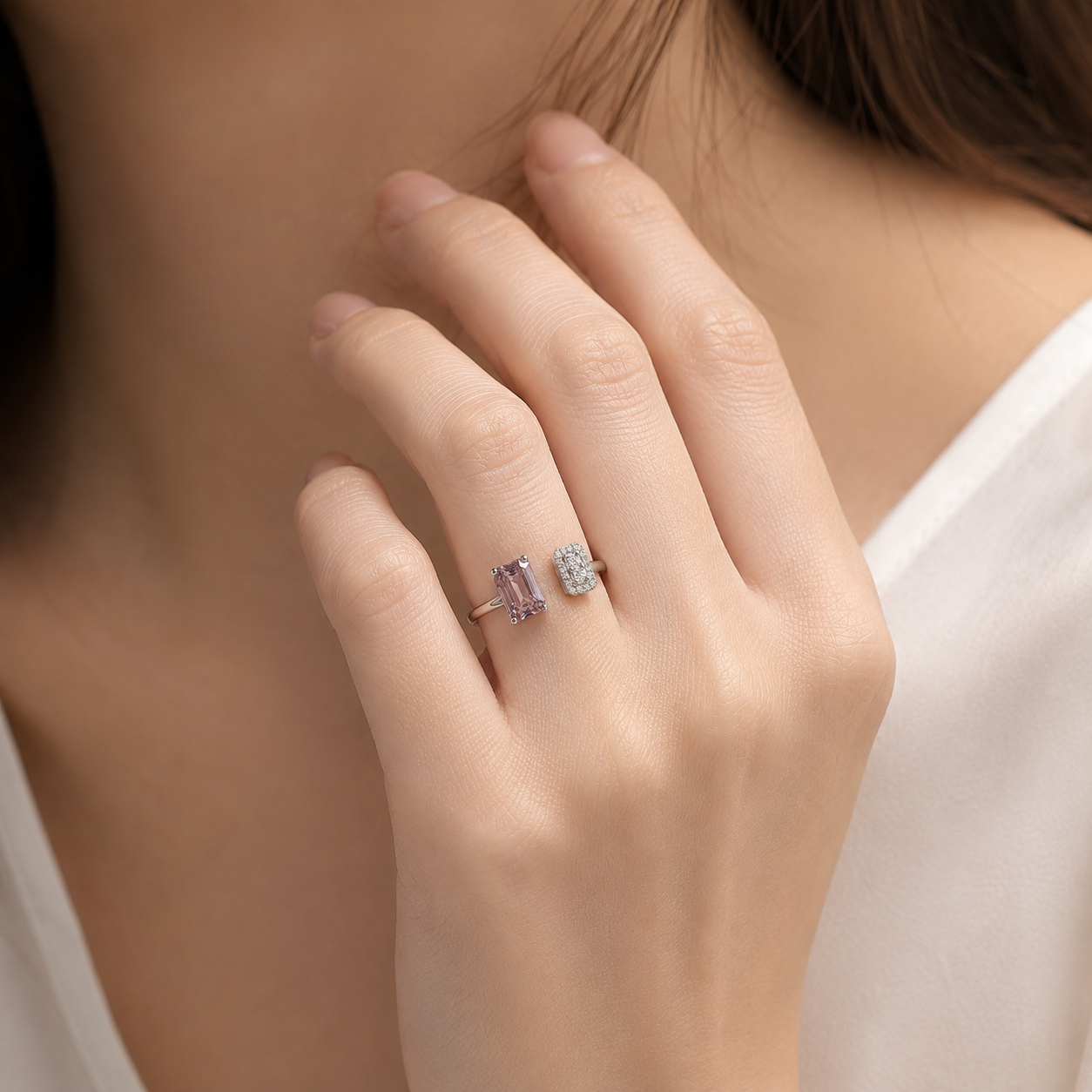 Lilac Non Heat Sapphire Open Ring