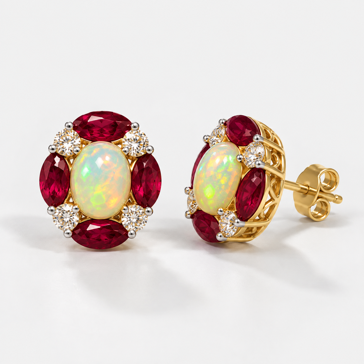 Radiant Ruby Opal Studs