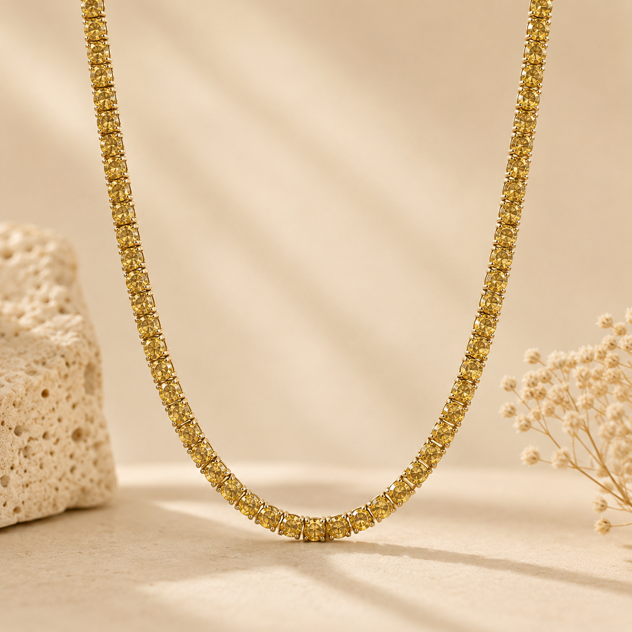 15 CTW Yellow Diamond Tennis Necklace
