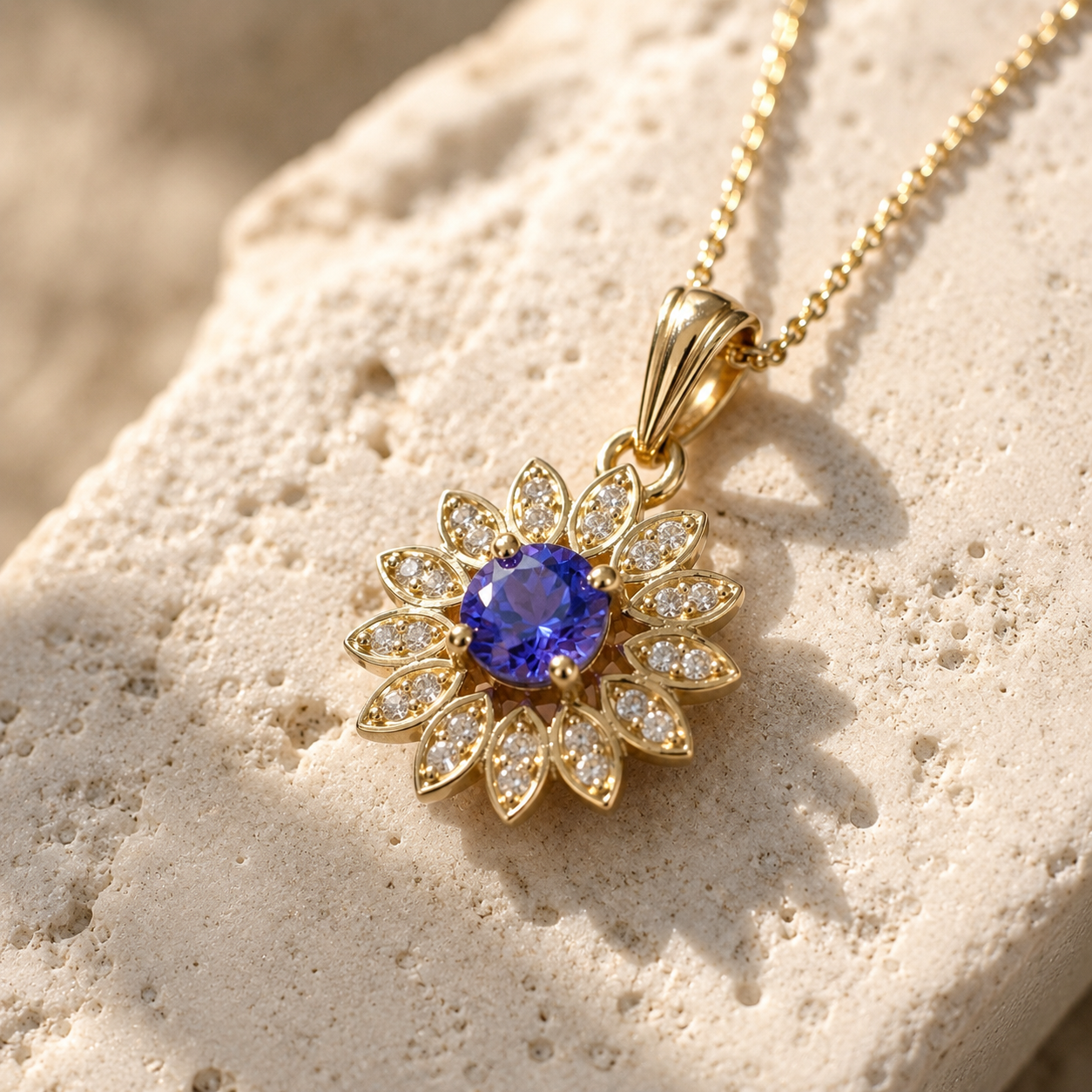 Floral Tanzanite & Diamond Pendant Tanzanite