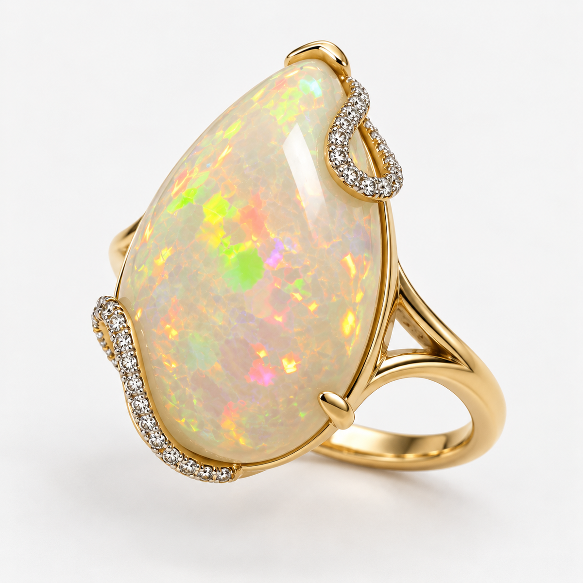 Glacial Fire Opal Ring