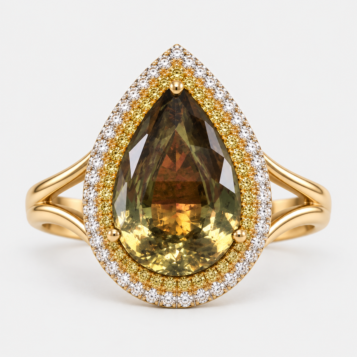 Certified Birds Eye Csarite & Diamond Ring