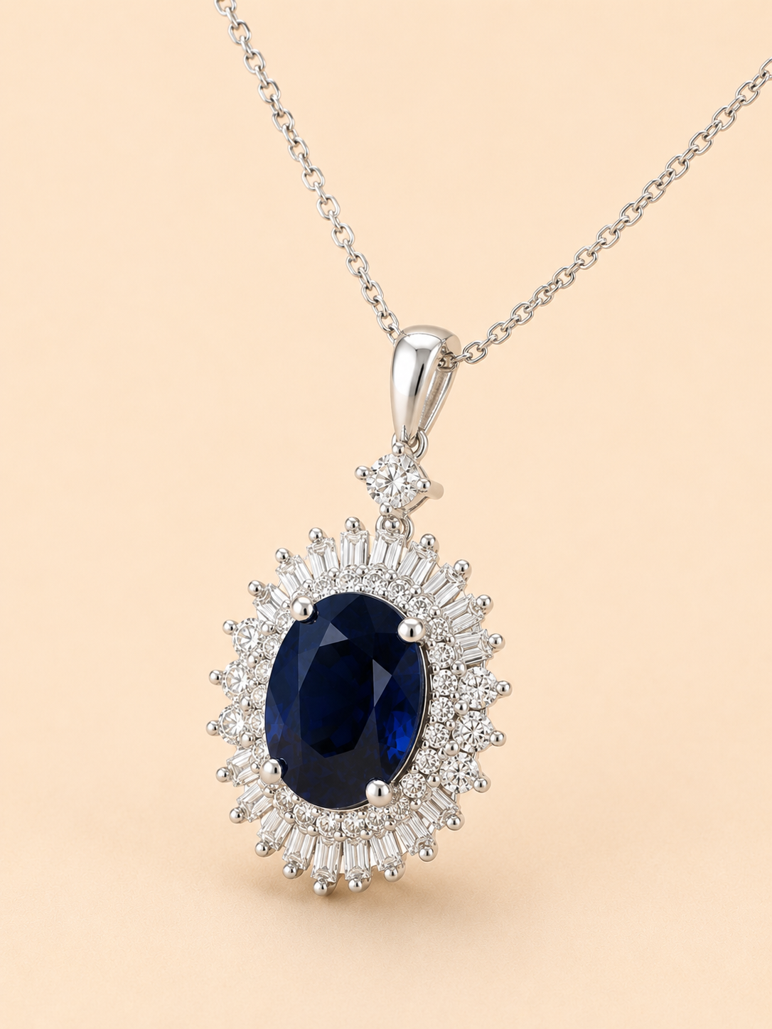 Magic Mirror Blue Sapphire & Diamond Necklace Blue Sapphire