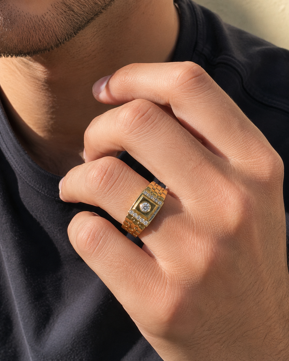 Timepiece Mens Diamond Ring
