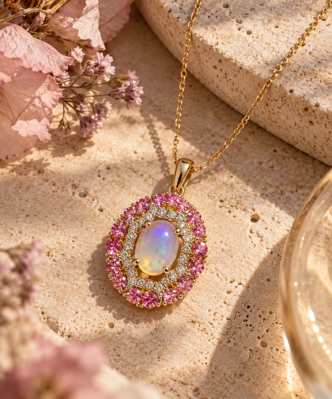 Chrysanthemum Opal Necklace
