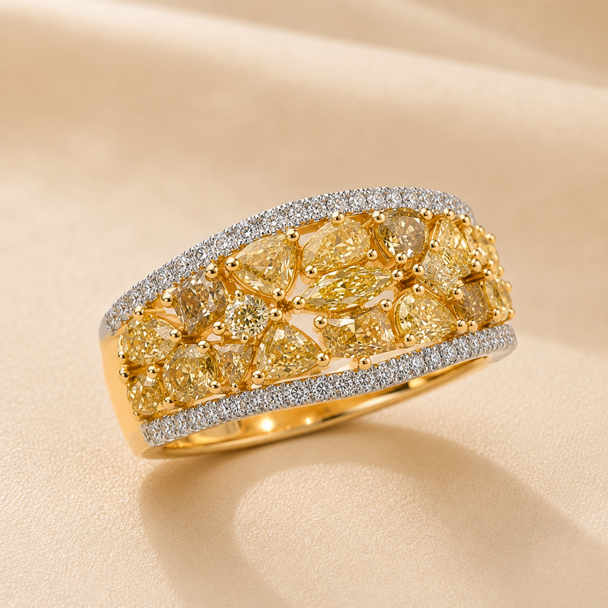 Multi Shaped Yellow Diamond Ring Yellow Diamond