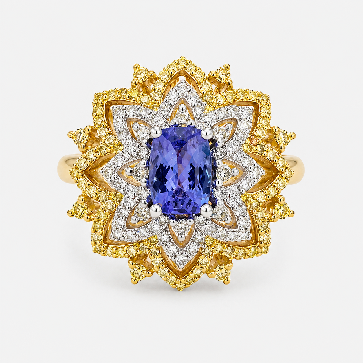 Renaissance Bold Floral Ring Tanzanite