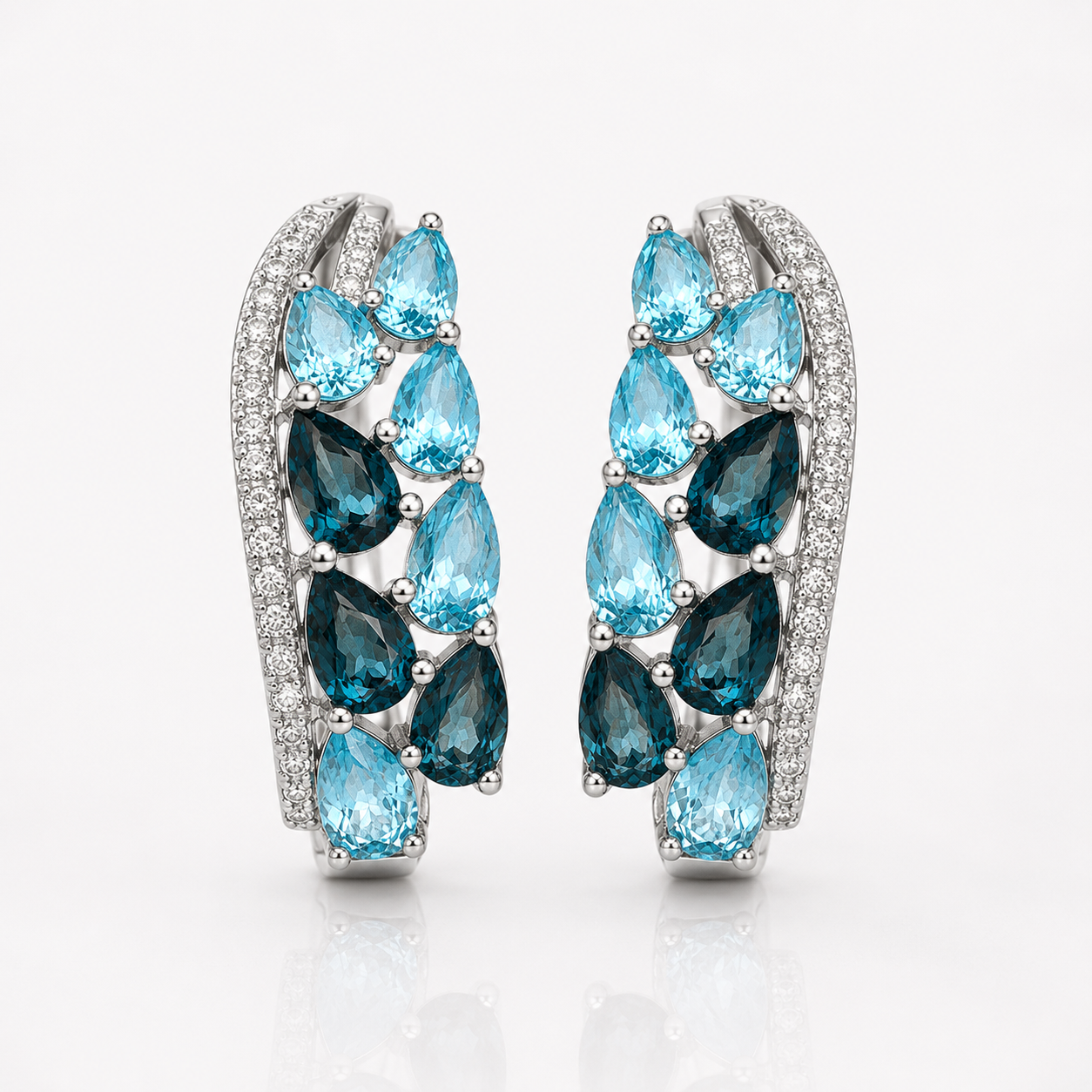 Waterfall Ombre Topaz Hoops BLUE TOPAZ