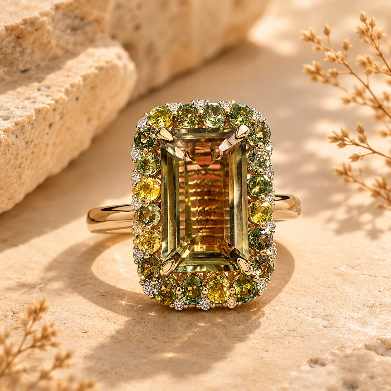 Certified Csarite & Multi Sapphire Diamond Ring