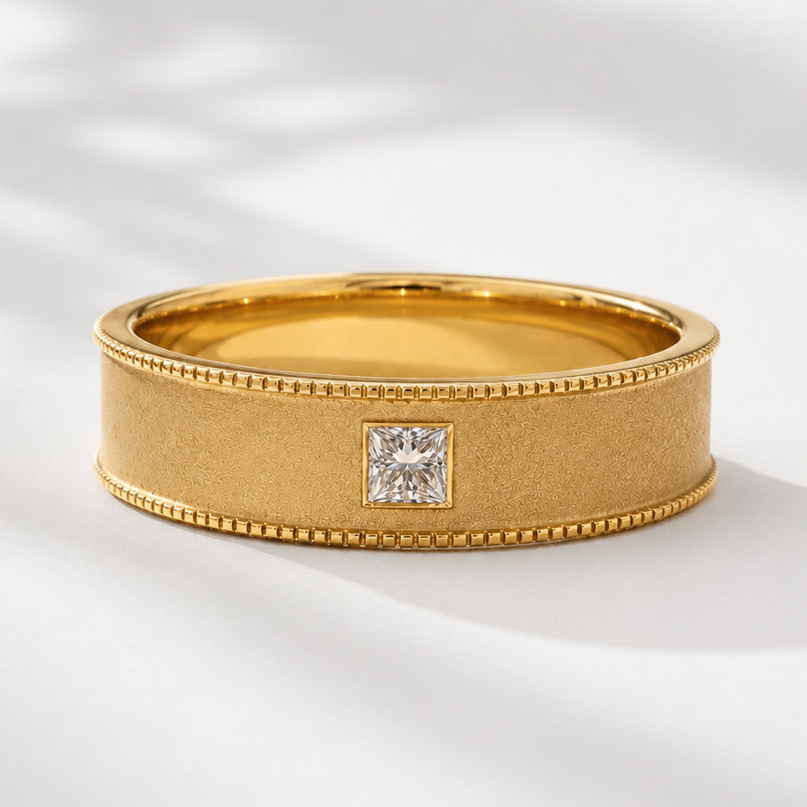 Matte Princess Diamond Mens Band MENS