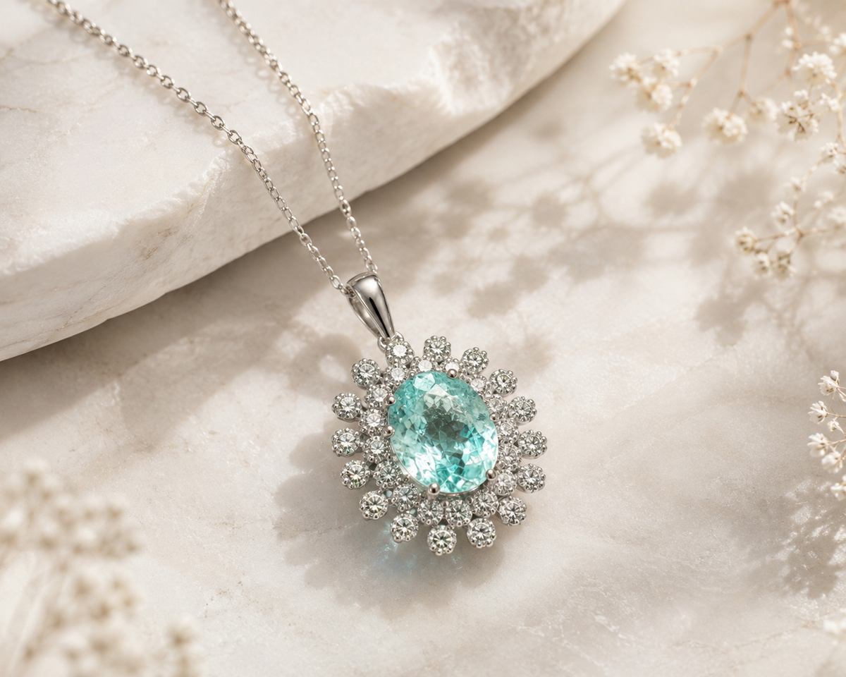 Certified Gentian Paraiba Necklace