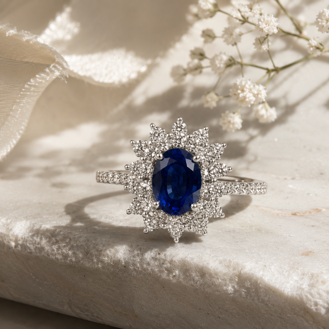 Cerulean Spark Sapphire Ring