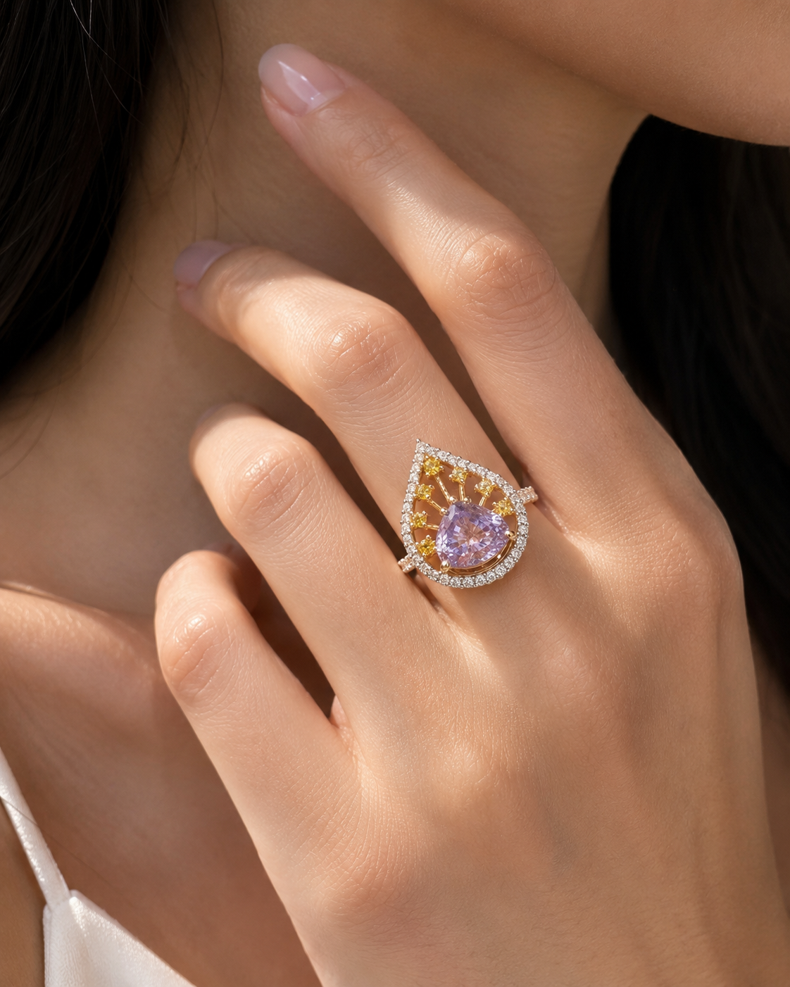 Certified Dream Halo Non Heat Sapphire Ring