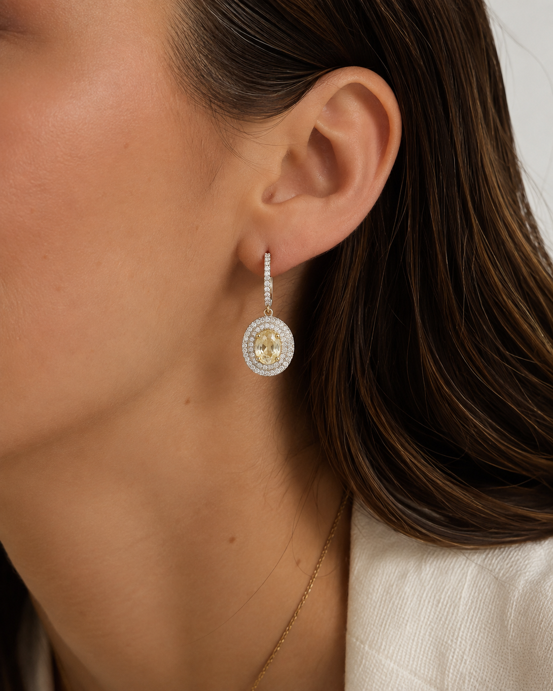 Certified Ivory Oasis Dangle Huggies