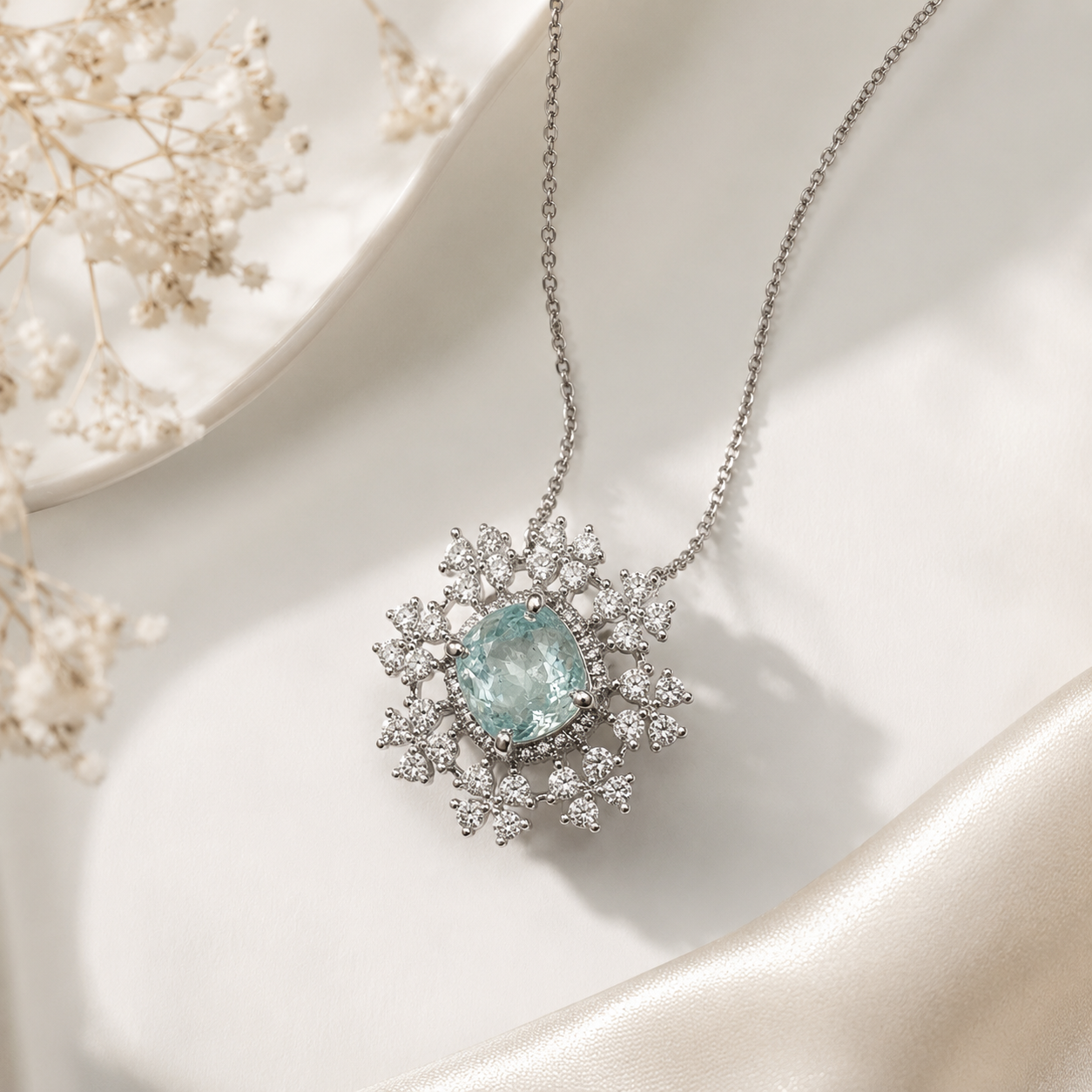 Certified Snowflake Paraiba Necklace