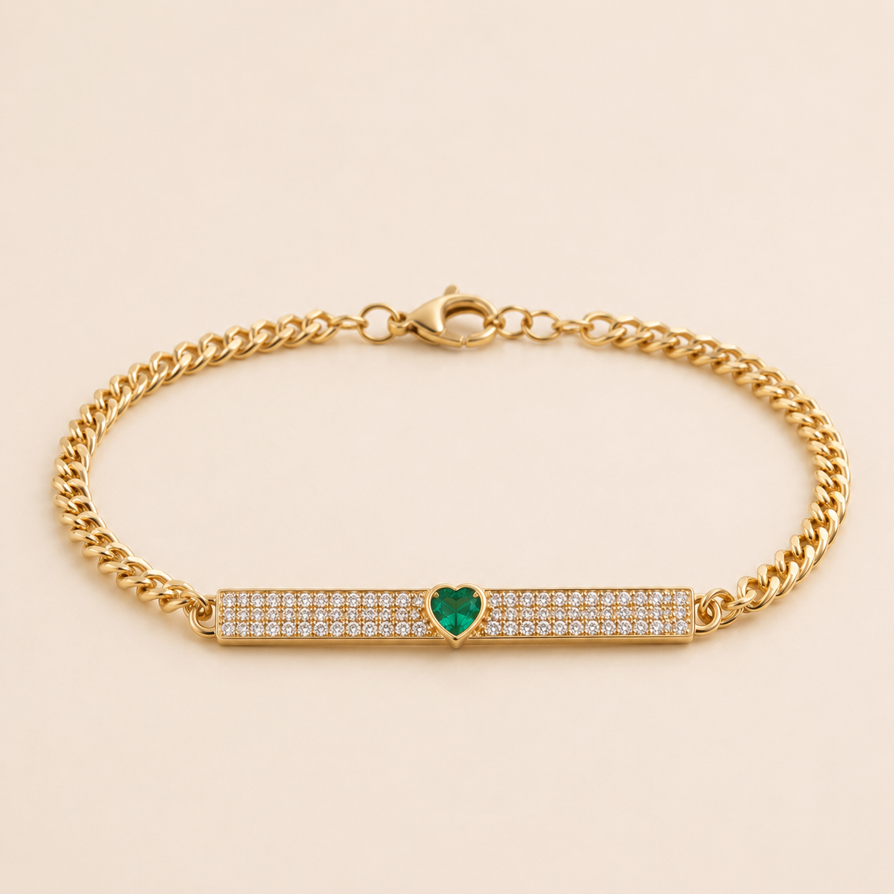 Emerald & Pave Diamond Heart Bracelet hearts