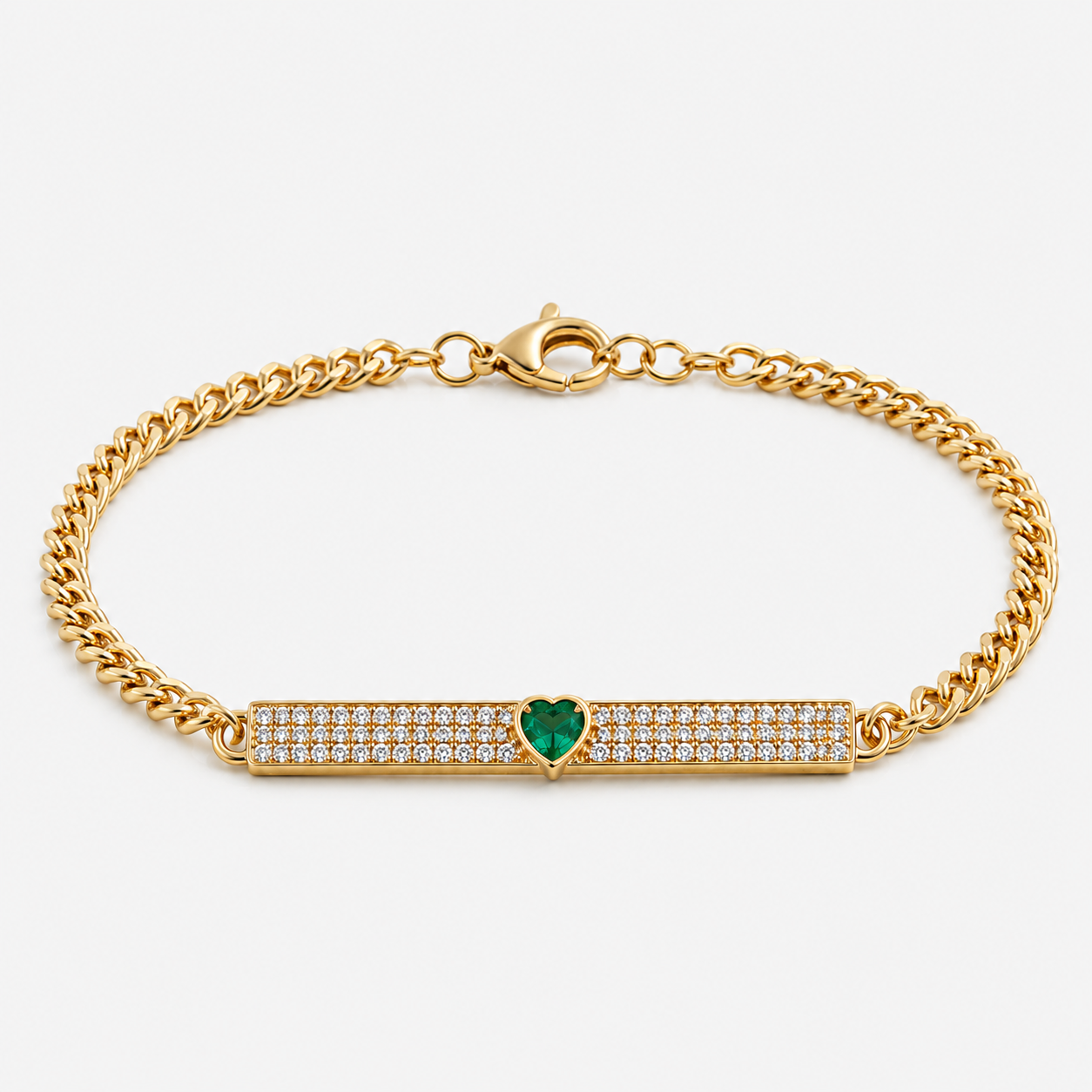 Emerald & Pave Diamond Heart Bracelet hearts