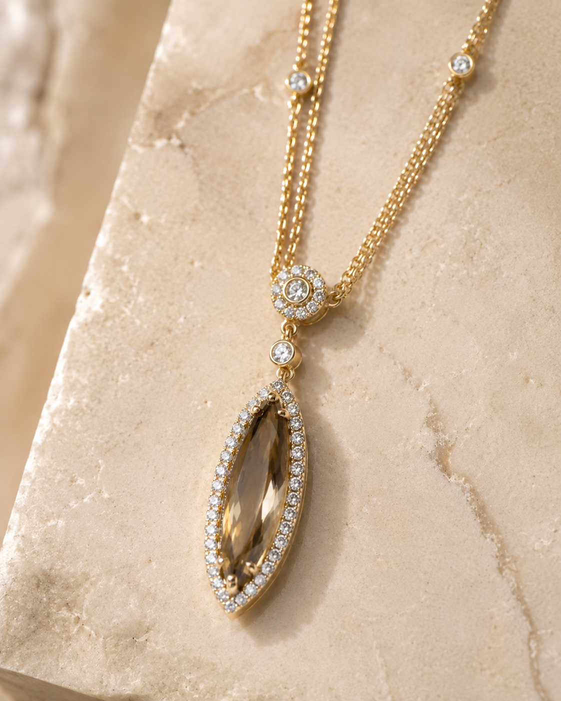 Spear Csarite & Diamond Chain Necklace