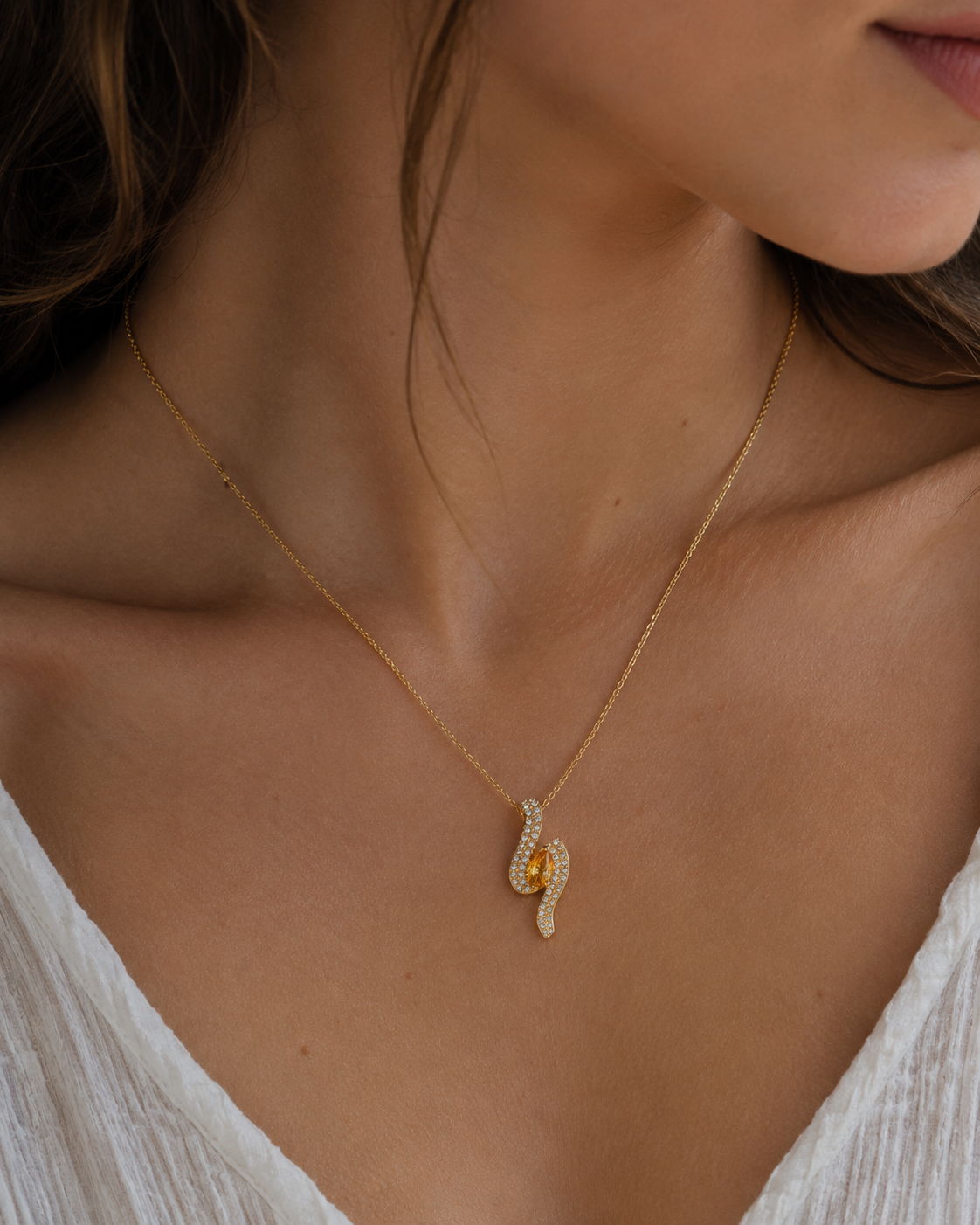 Golden Wave Diamond Necklace