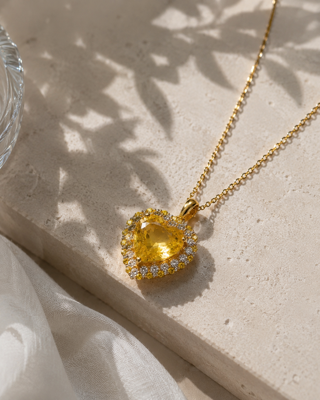 Golden Heart Sapphire & Diamond Necklace