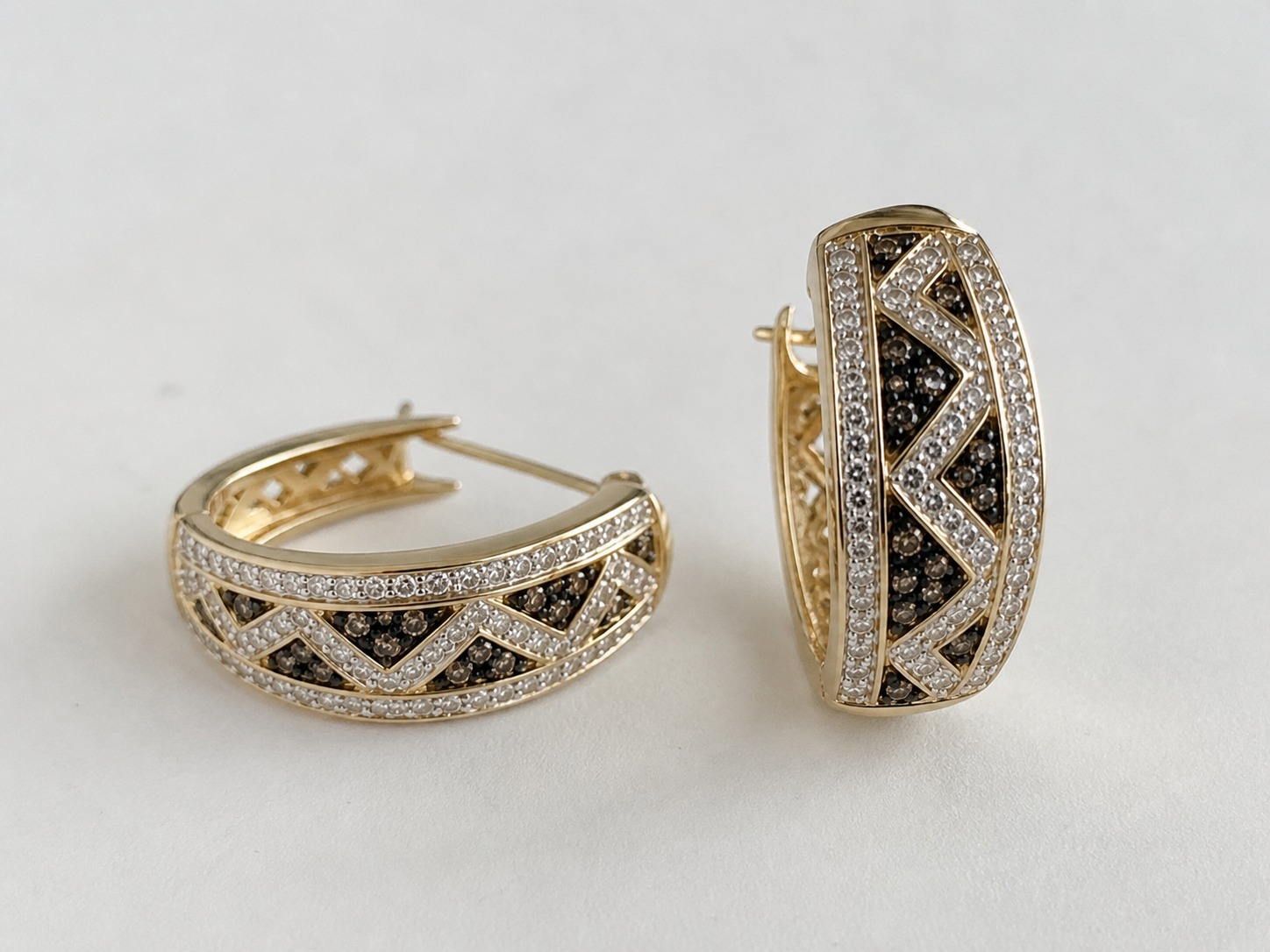 Inverse Trillion Pave Coco & White Diamond Hoops Coco Diamonds