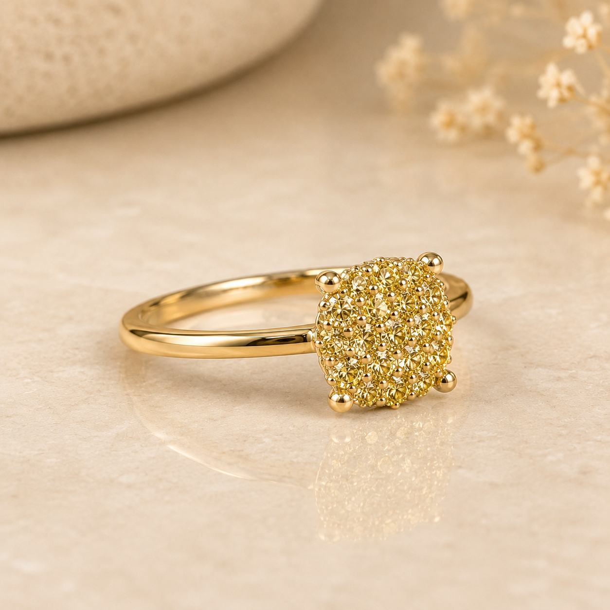 Cluster Yellow Diamond Ring Yellow Diamond