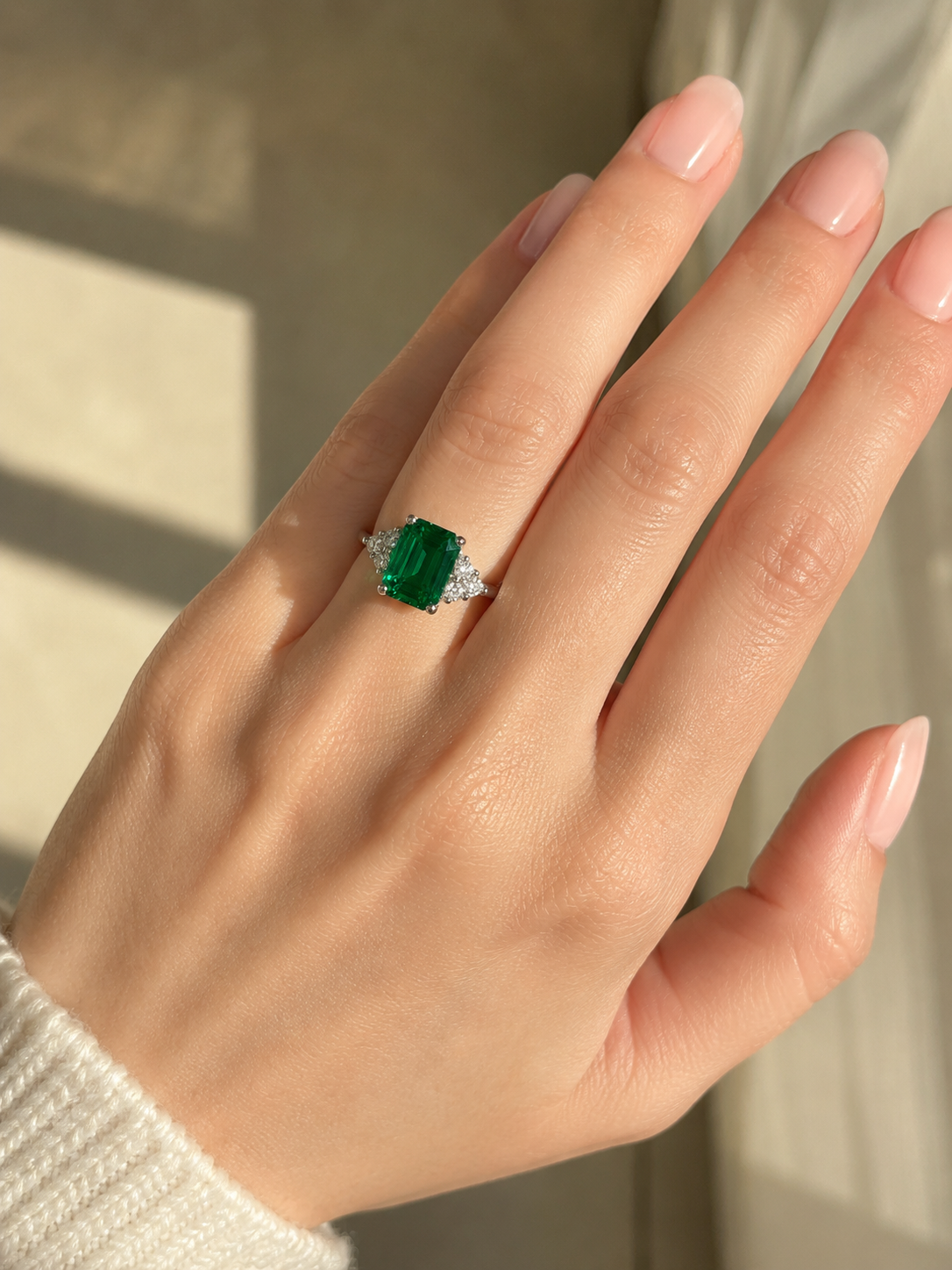 Emerald Cut Trio Diamond Ring