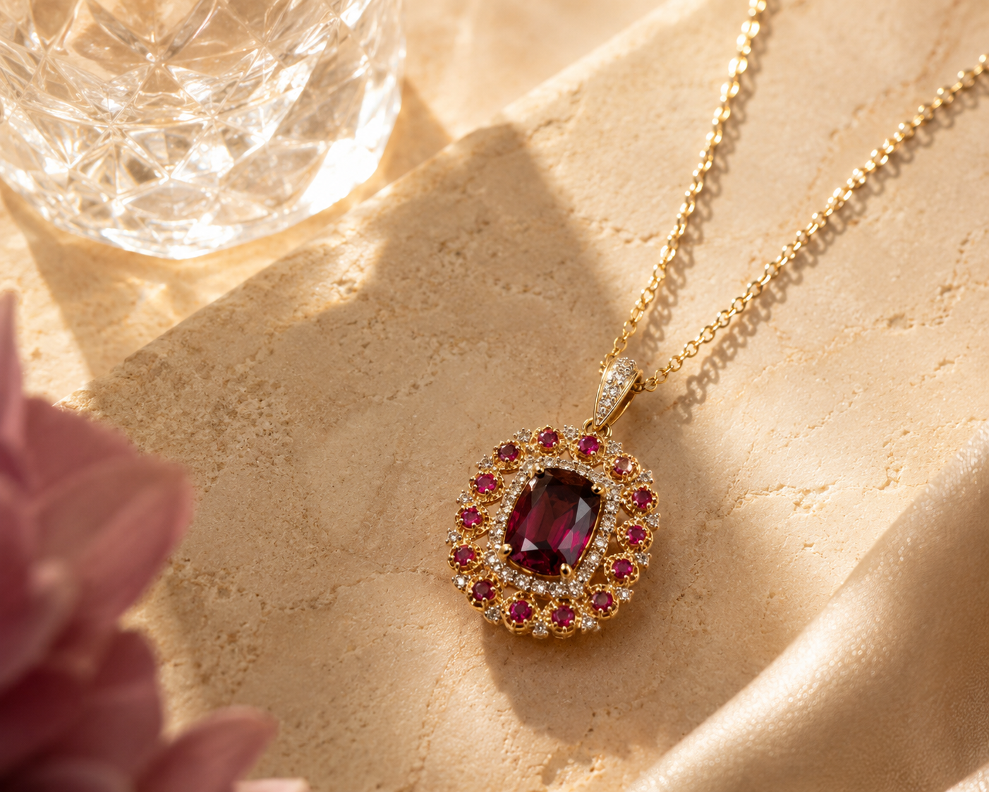Certified Multi Sapphire Floral Pendant