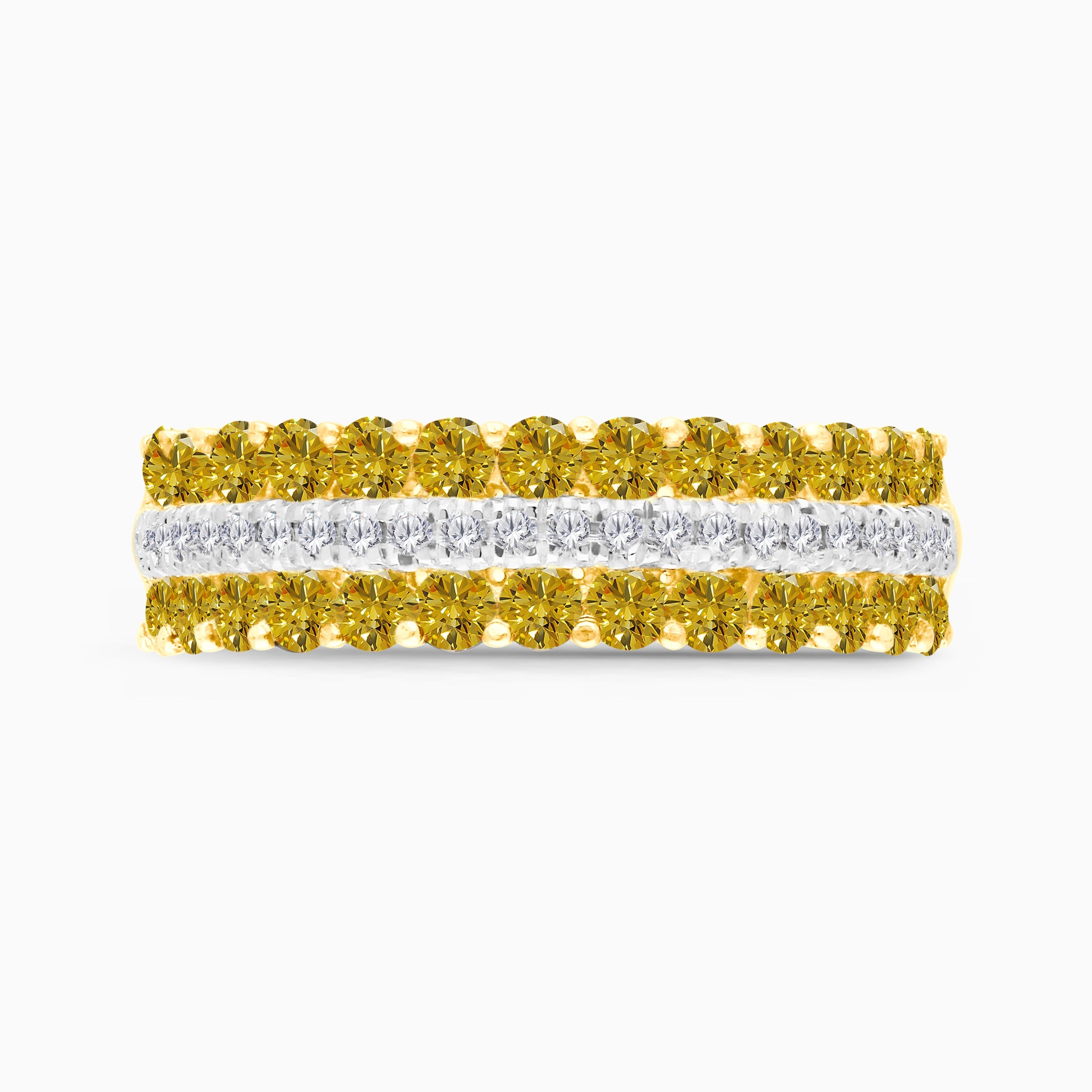 Yellow & White Diamond Pave Band Yellow Diamond