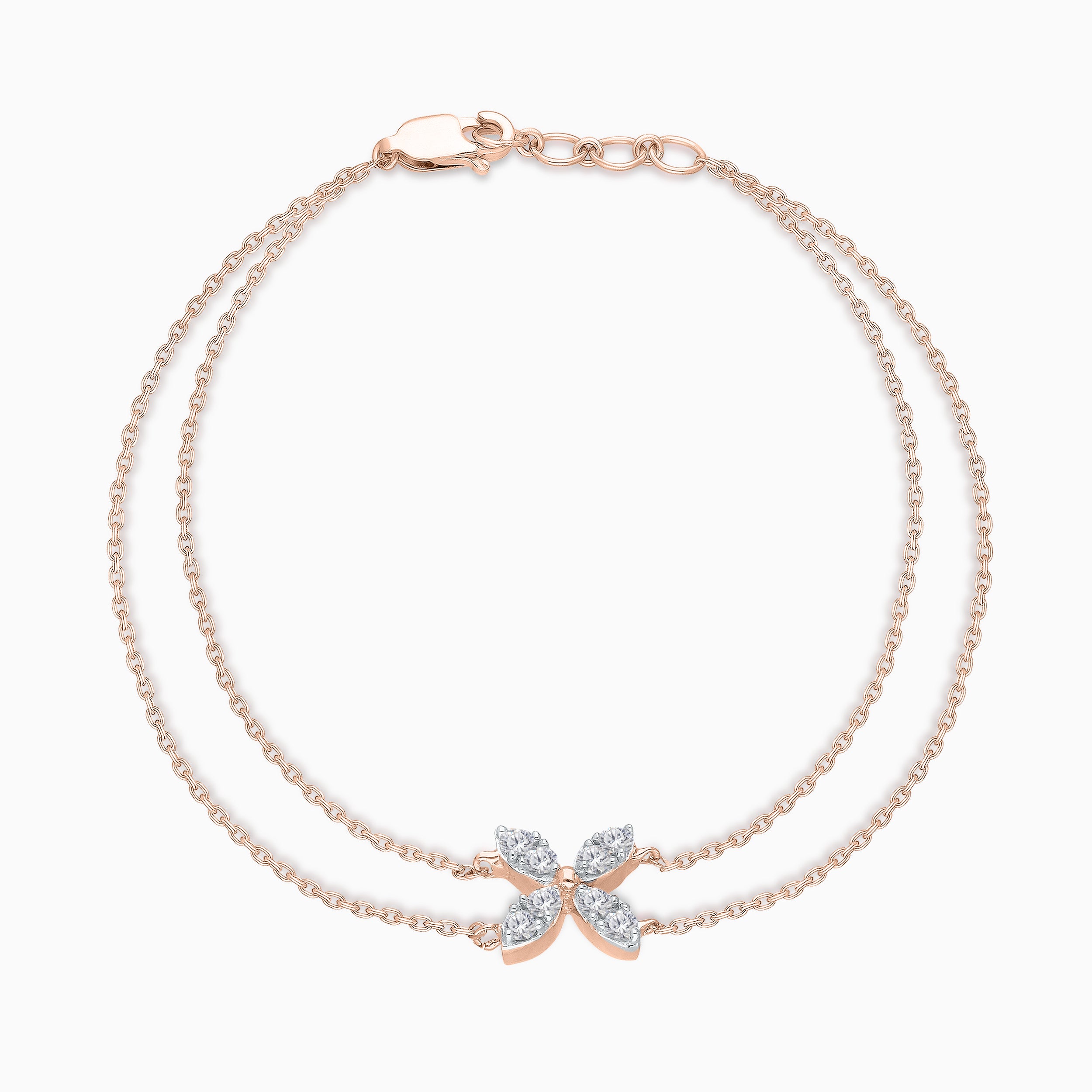 Dual Chain Diamond Butterfly Bracelet