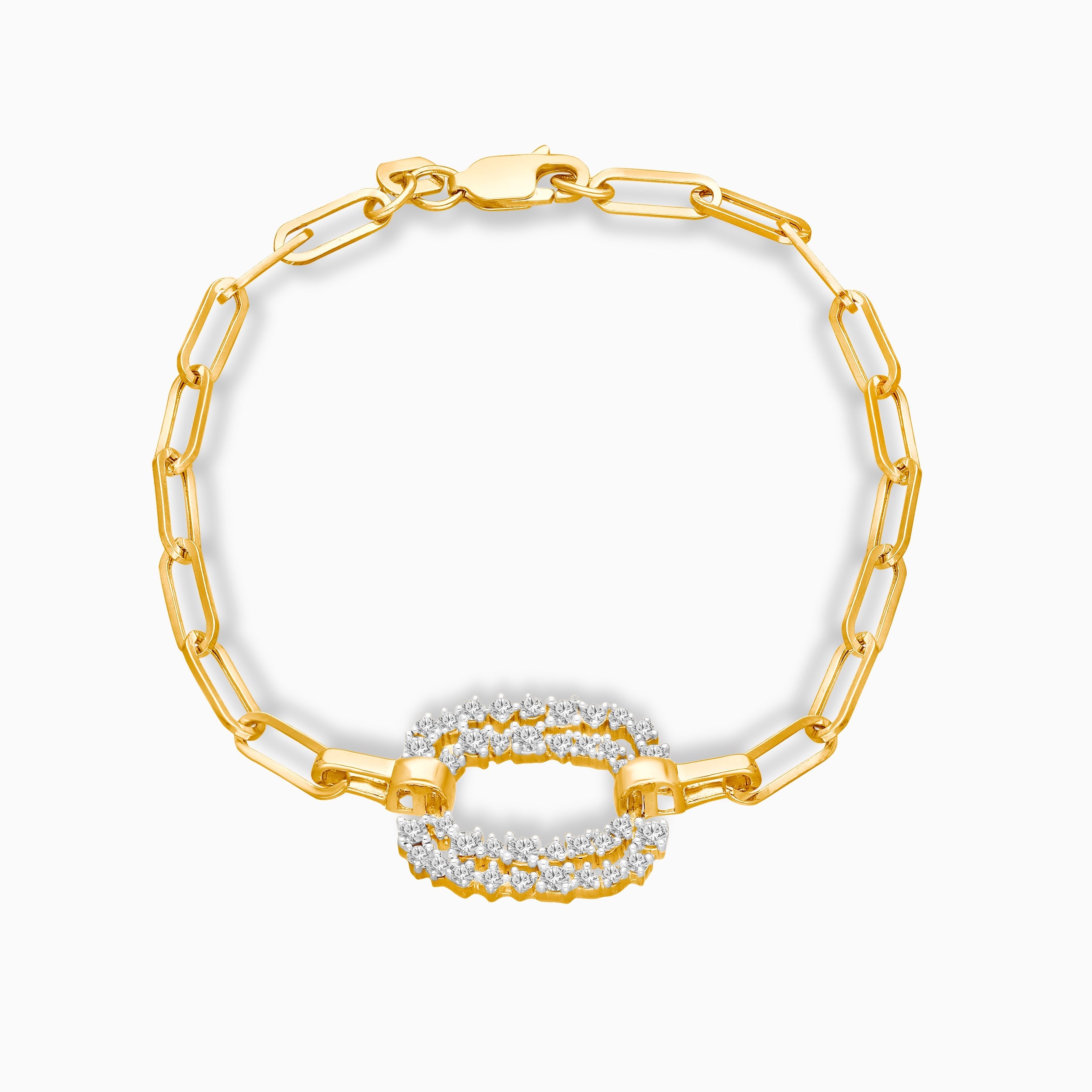 White Diamond Open Link Chain Bracelet