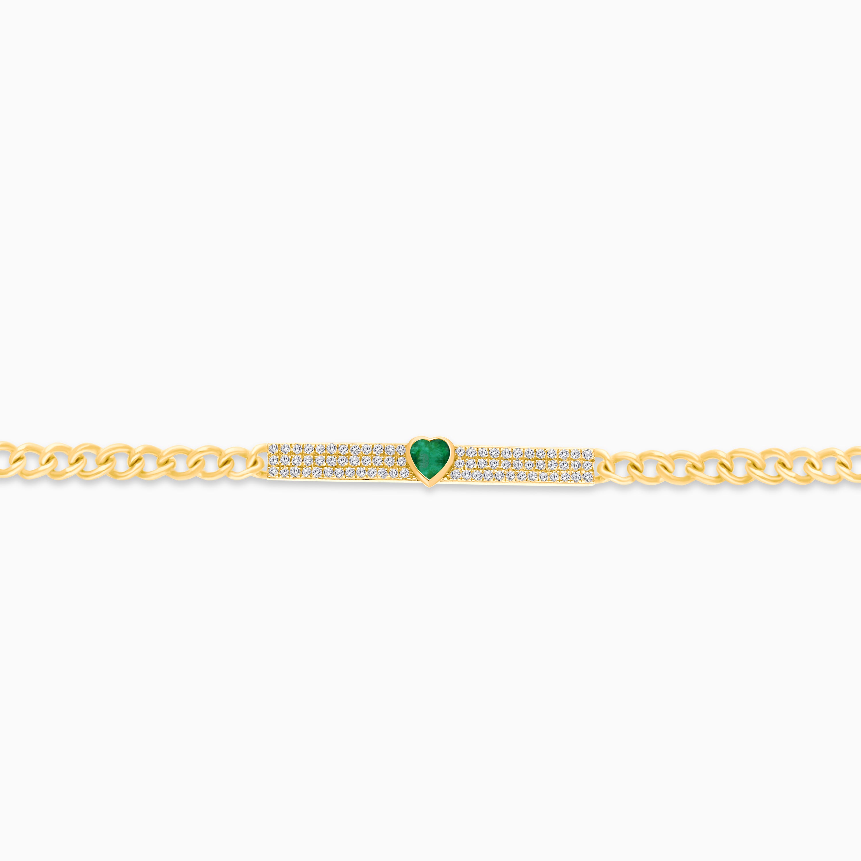 Emerald & Pave Diamond Heart Bracelet