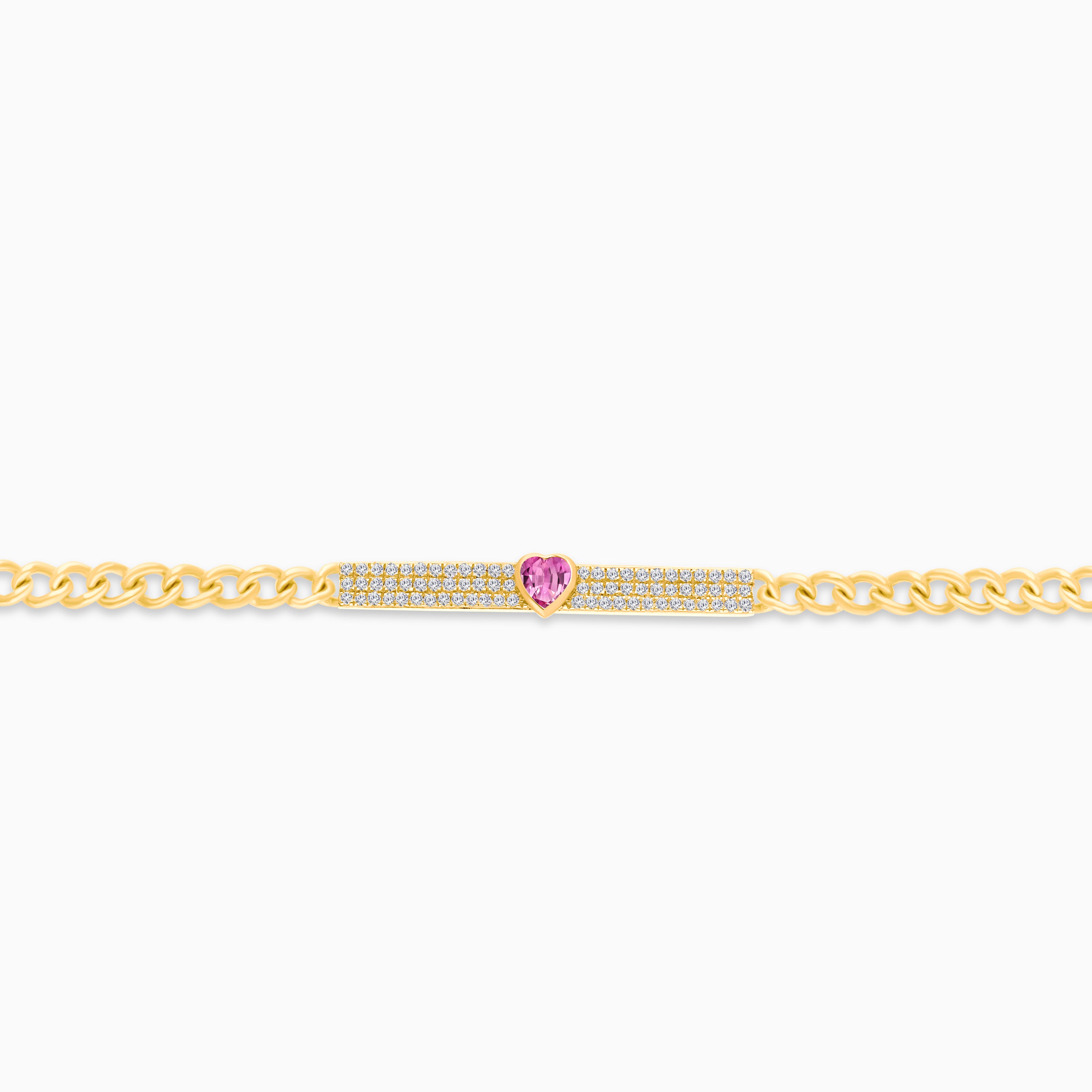Pink Sapphire Diamond Heart Bracelet