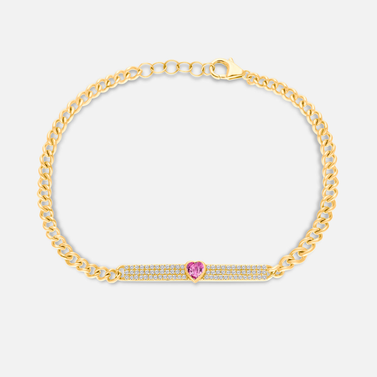 Pink Sapphire Diamond Heart Bracelet hearts