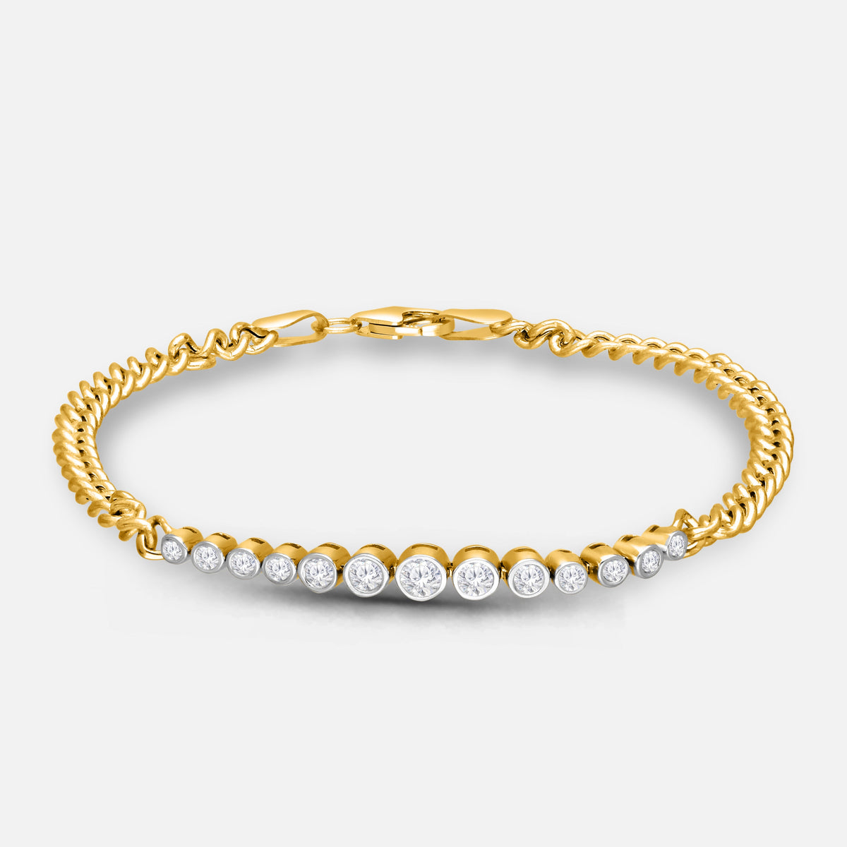 Bubble Diamond Curb Chain Bracelet BOLD GOLD