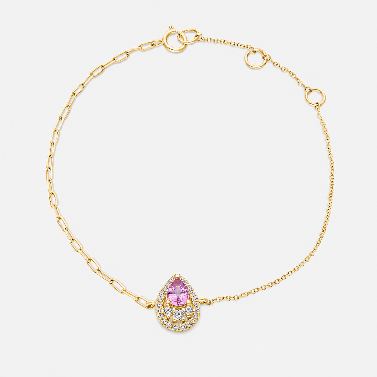 Yellow Gold Diamond Pink Sapphire Bracelet Pink Sapphire