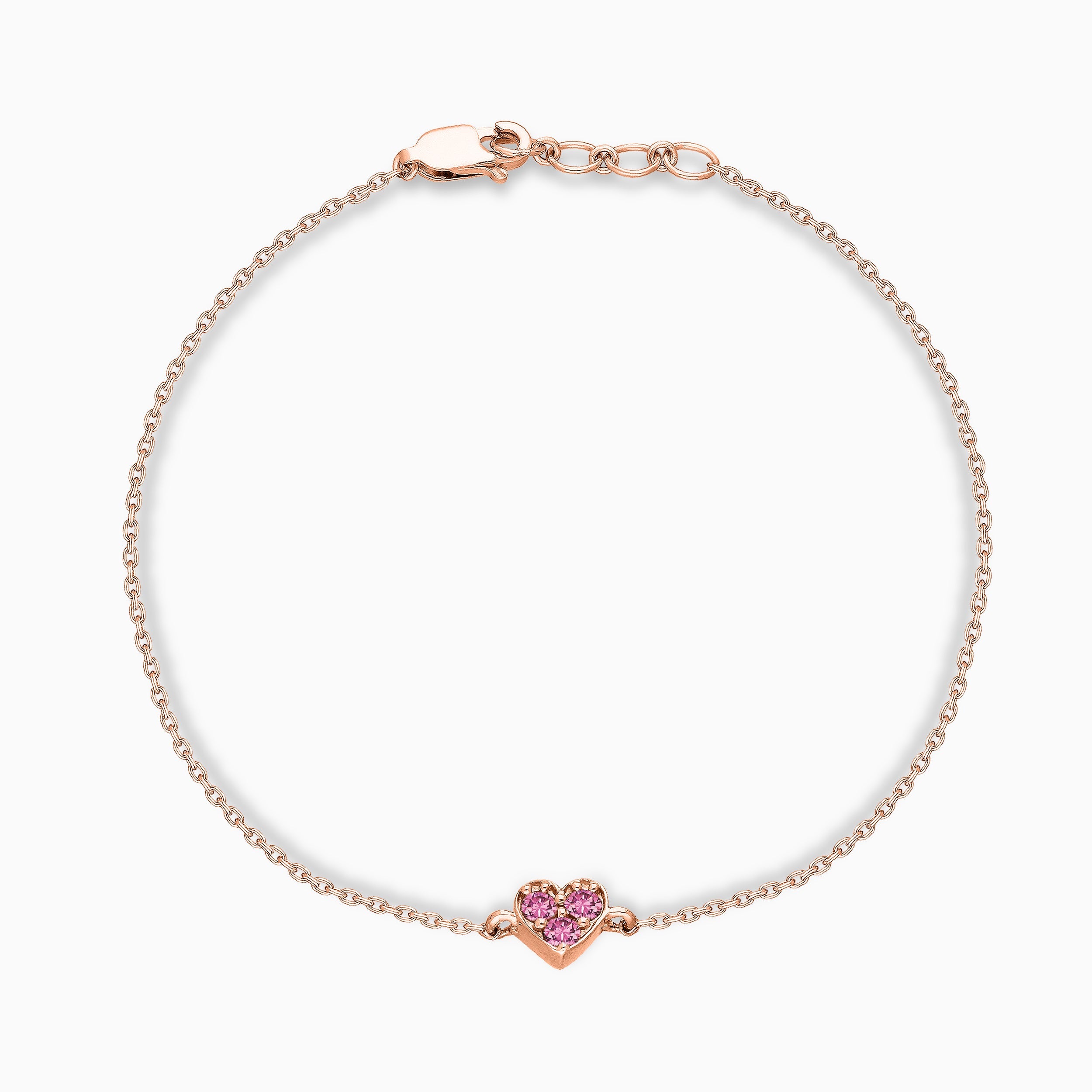 Pave Pink Sapphire Heart Bracelet