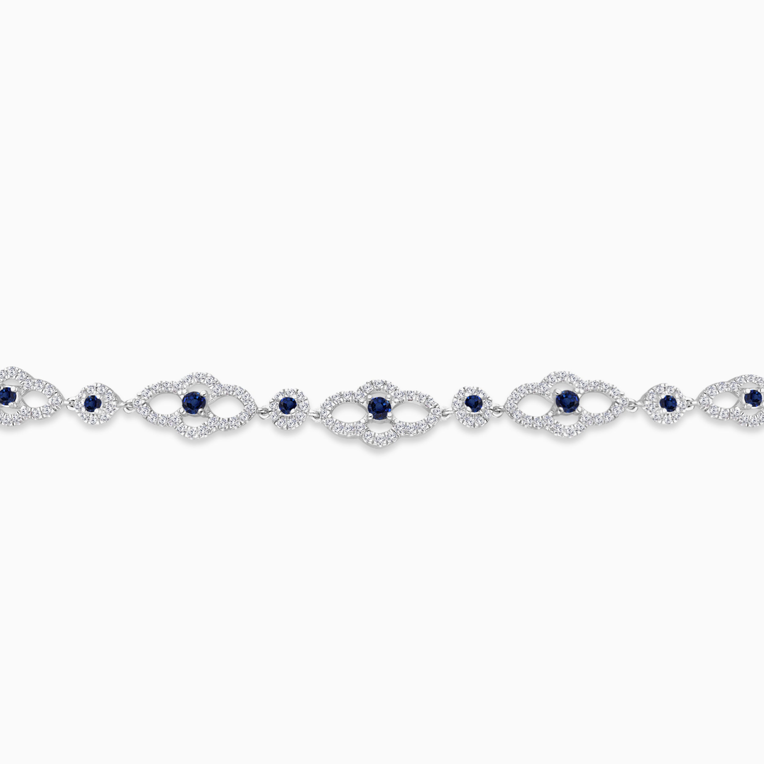 Blue Sapphire and White Diamond Open Link Tennis Bracelet