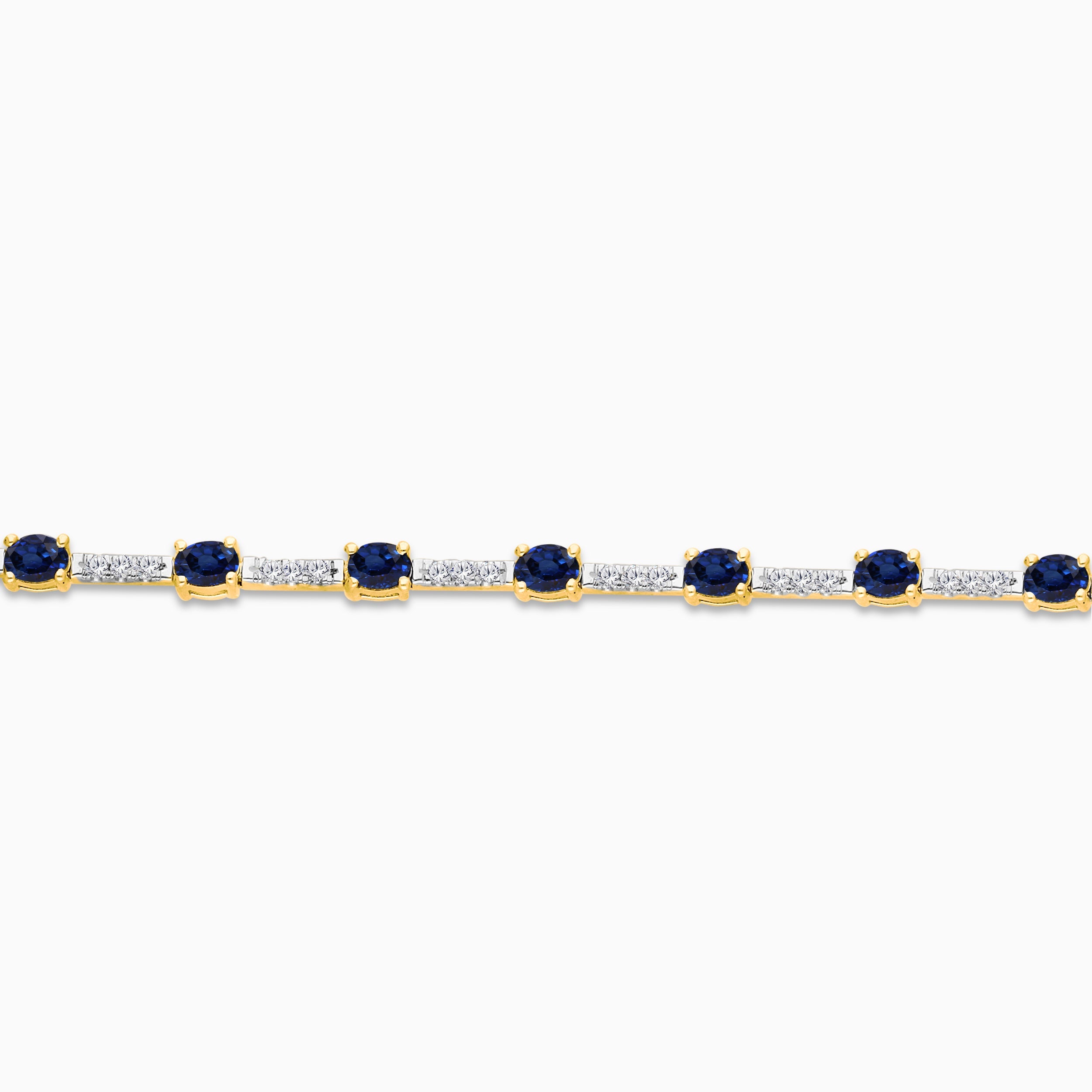 Oval Blue Sapphire and Diamond Tennis Bracelet