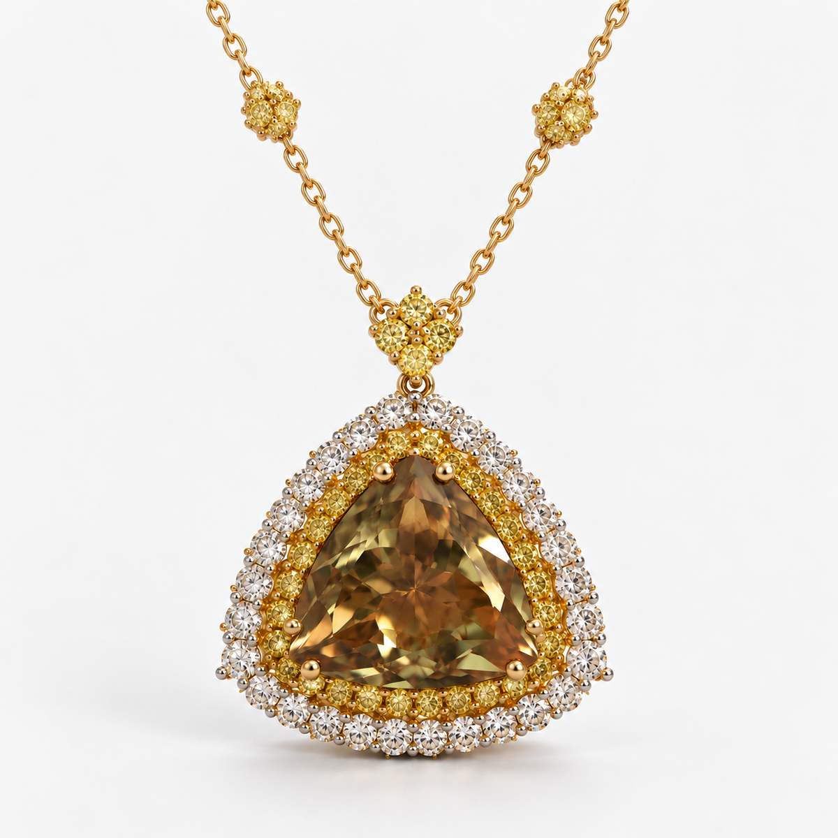 Certified Golden Csarite & Diamond Necklace