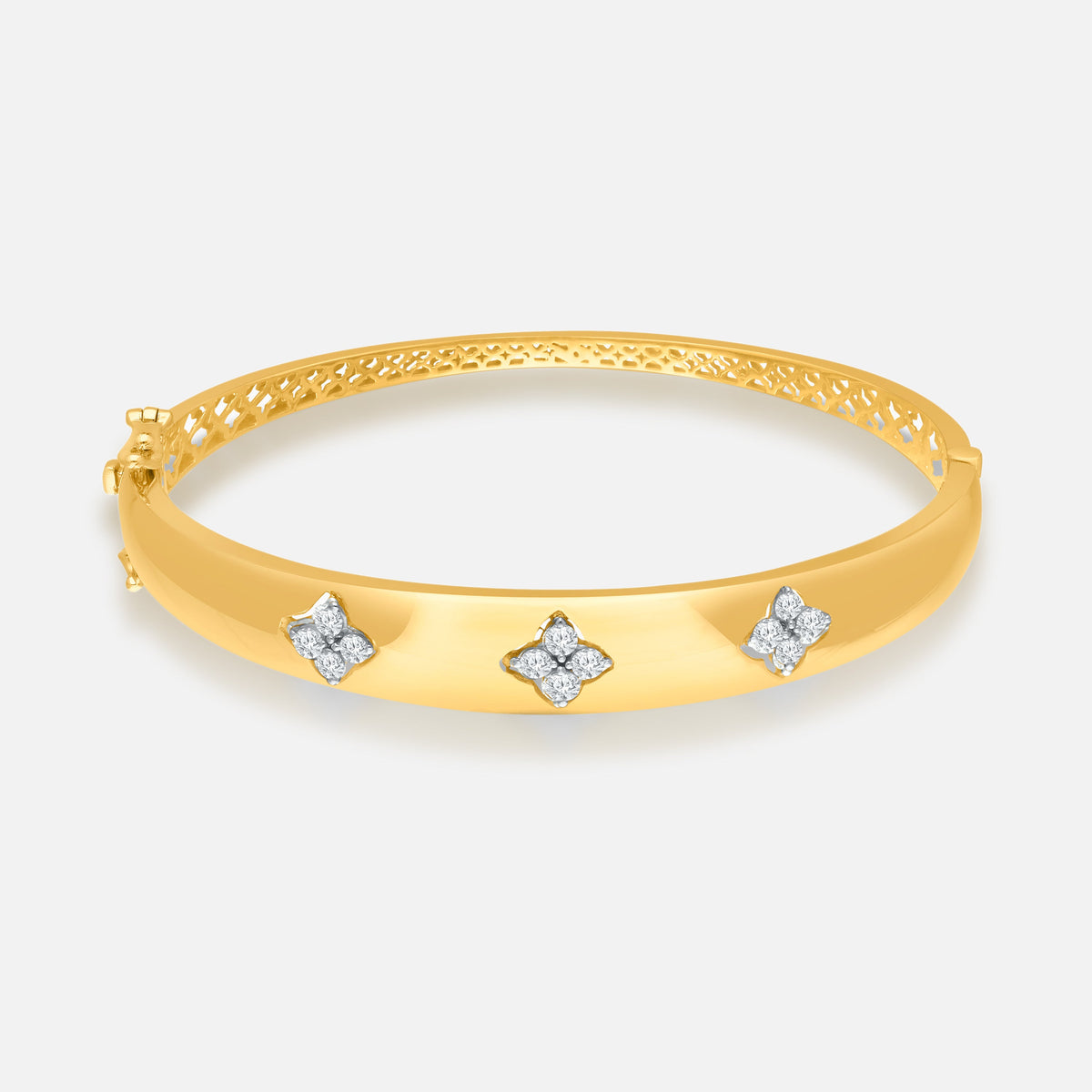Clover White Diamond Bangle BOLD GOLD