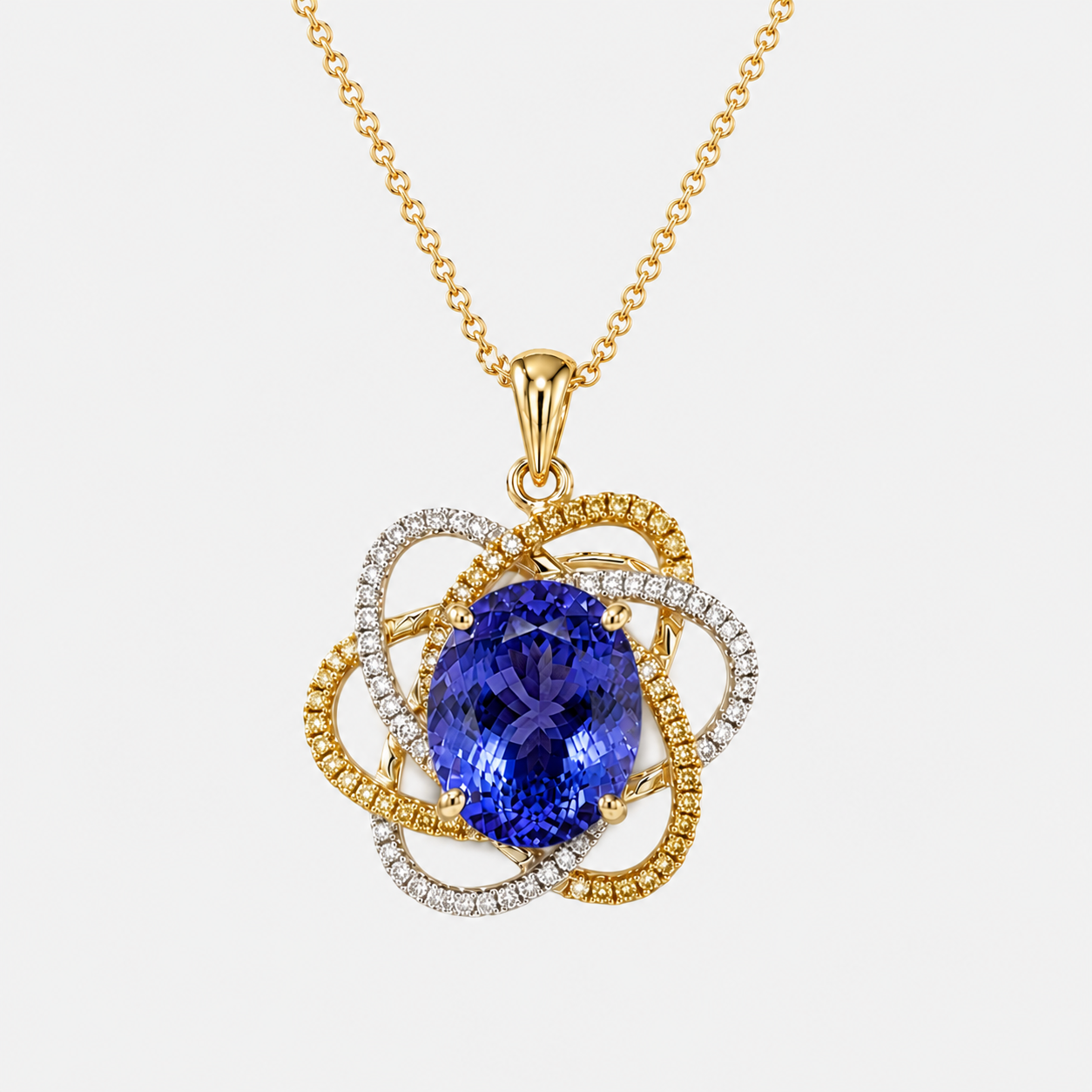 Diamond Swirl Tanzanite Pendant Tanzanite