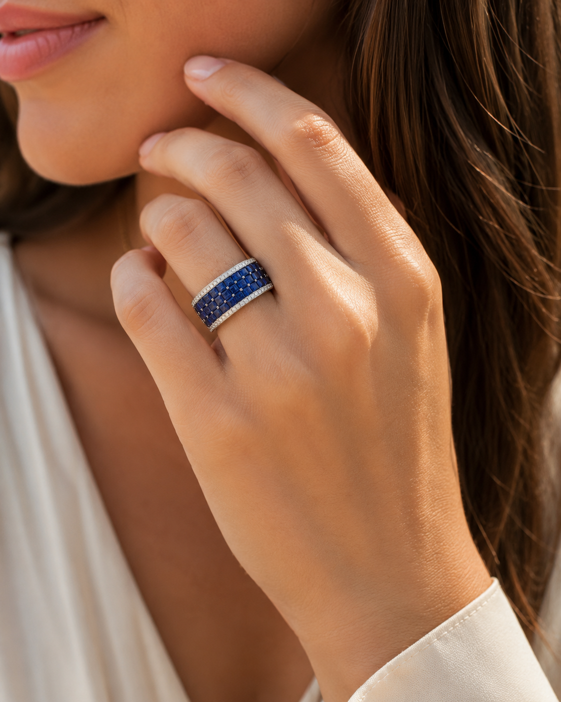 Fortress Sapphire & Diamond Band Blue Sapphire