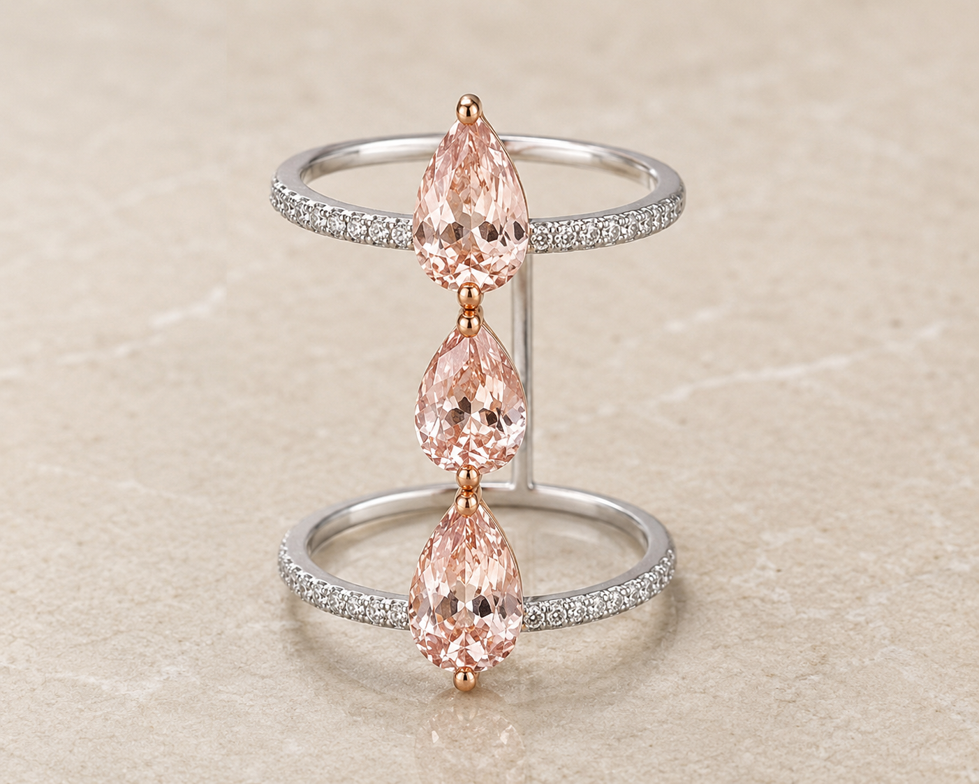Tear Drop Morganite Fashion Ring Morganite