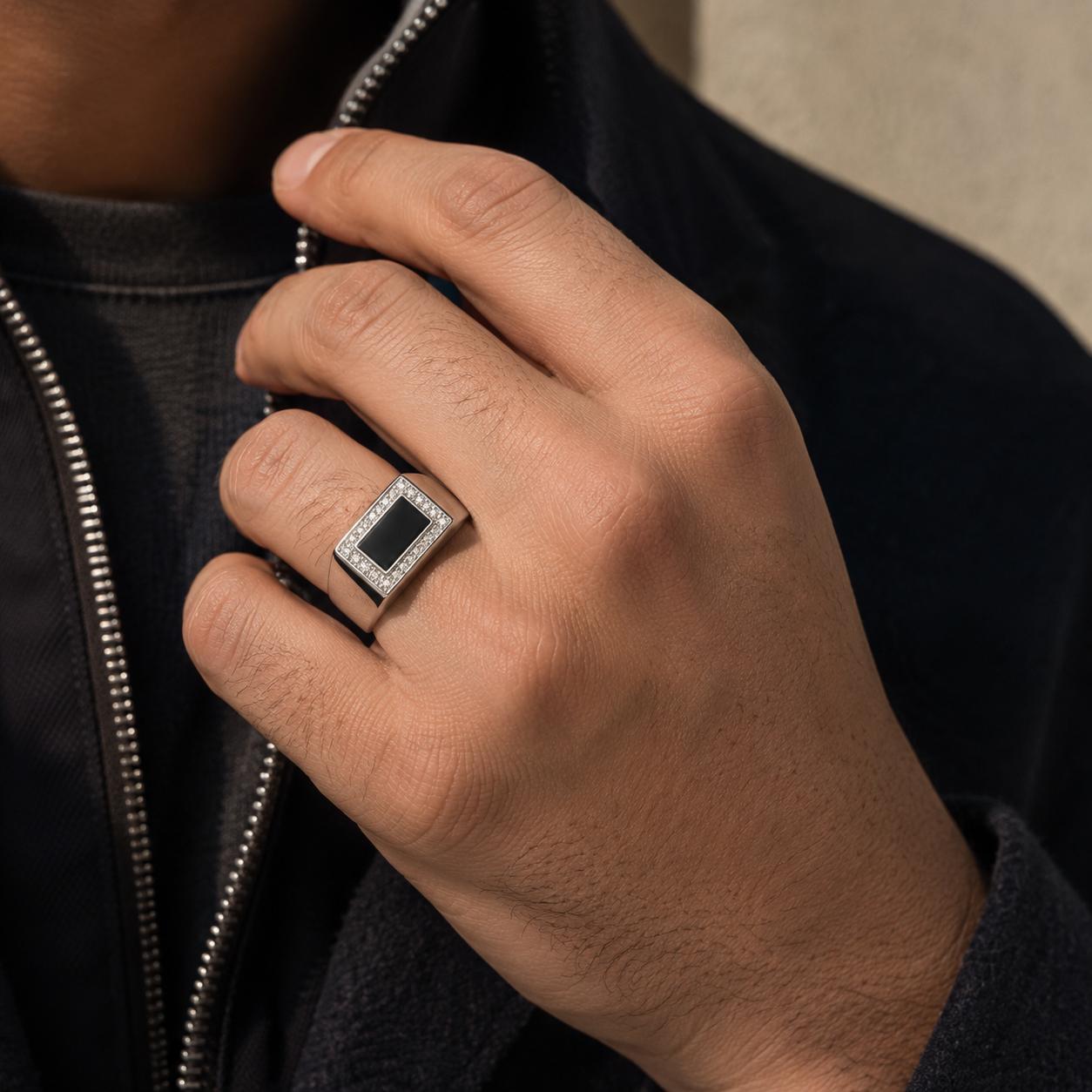 Onyx & Diamond Mens Ring Black_Diamond