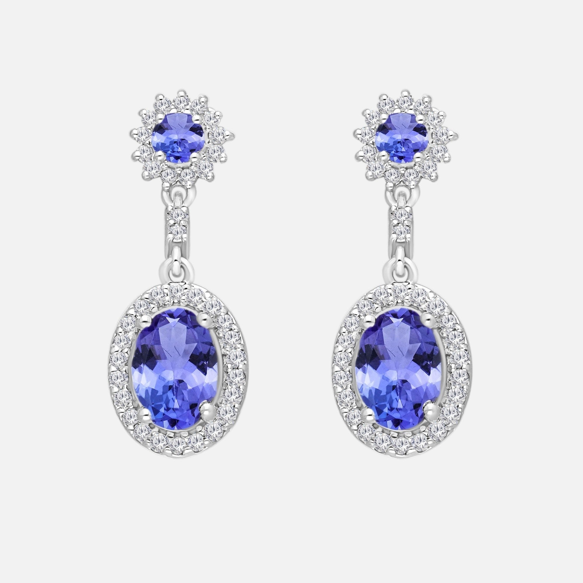 Diamond Burst Tanzanite Drop Earrings Tanzanite